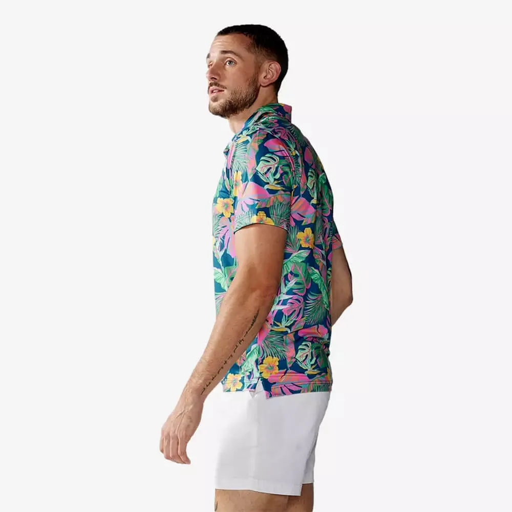 Mens Johnnie-O Chubbies The Wild Flower Wonder Performance Polo Shirt - Navy