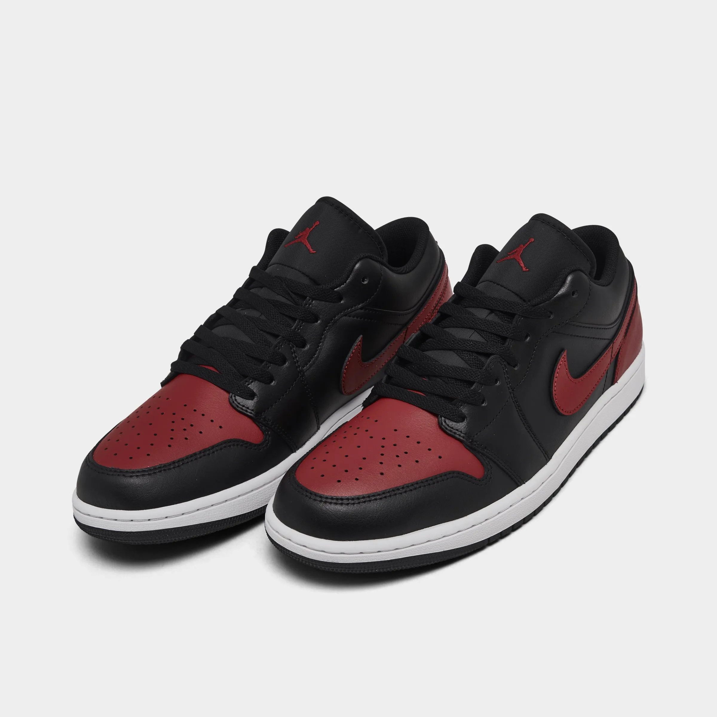 Mens Jordan Jordan 1 Low Black / Varsity Red - Summit White