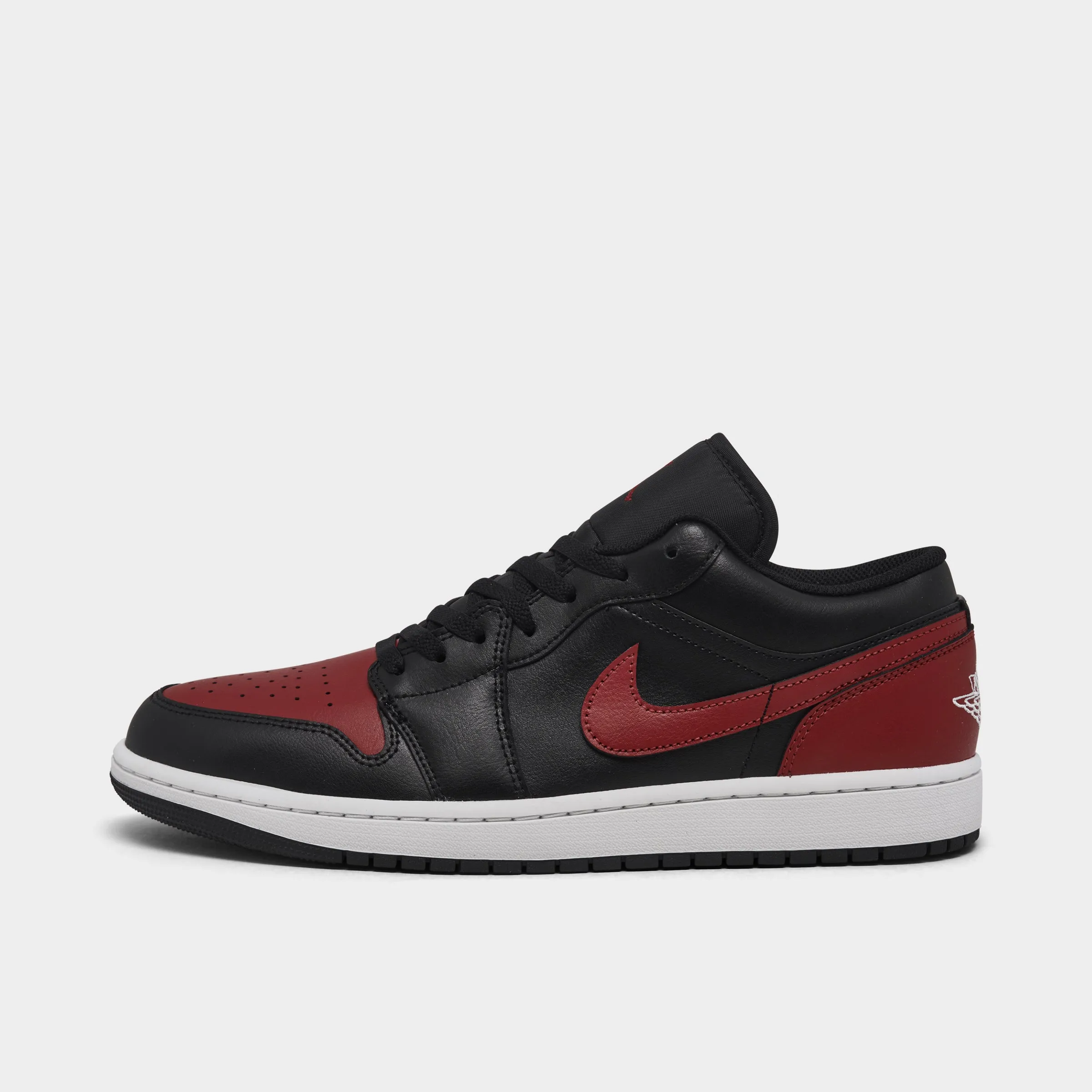 Mens Jordan Jordan 1 Low Black / Varsity Red - Summit White