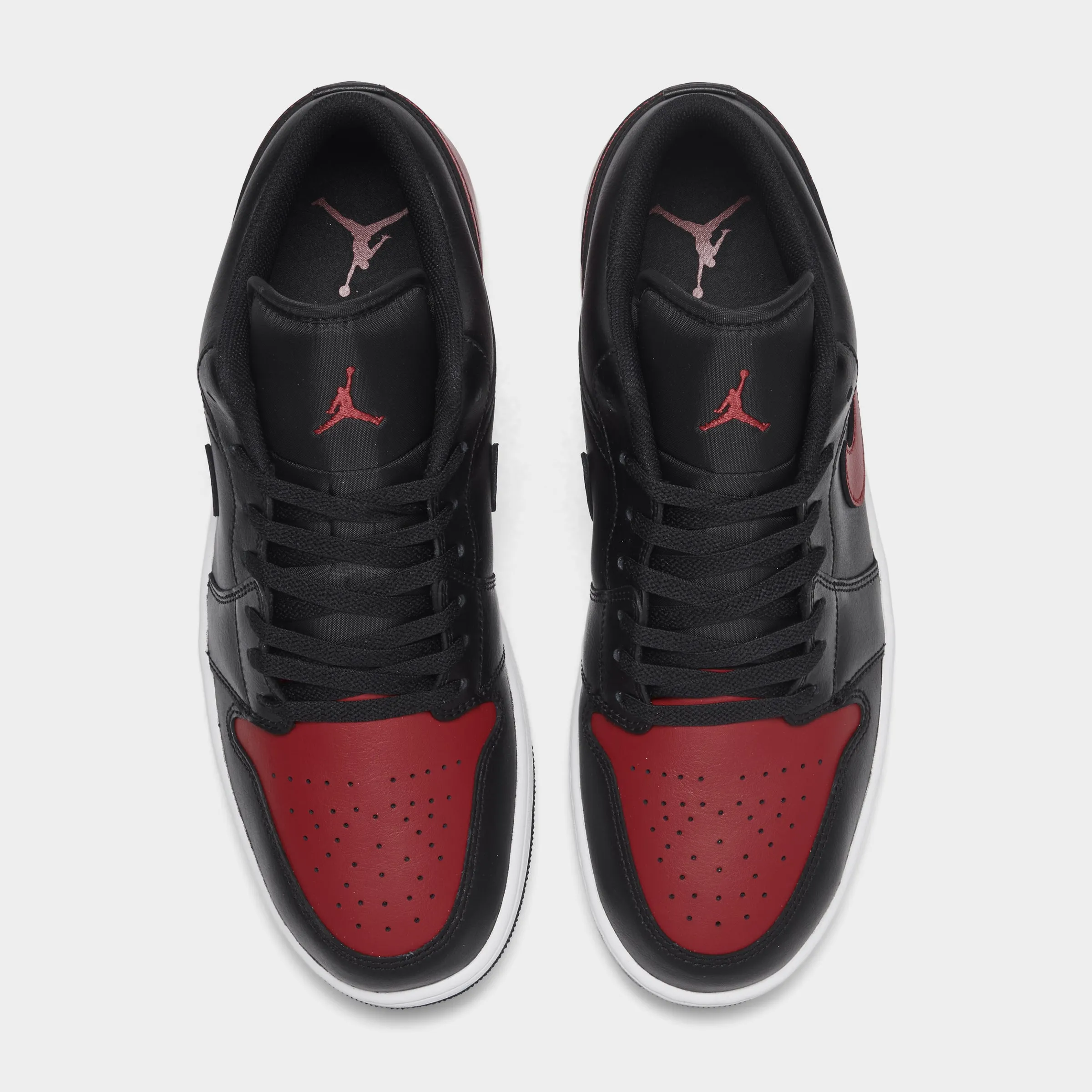 Mens Jordan Jordan 1 Low Black / Varsity Red - Summit White