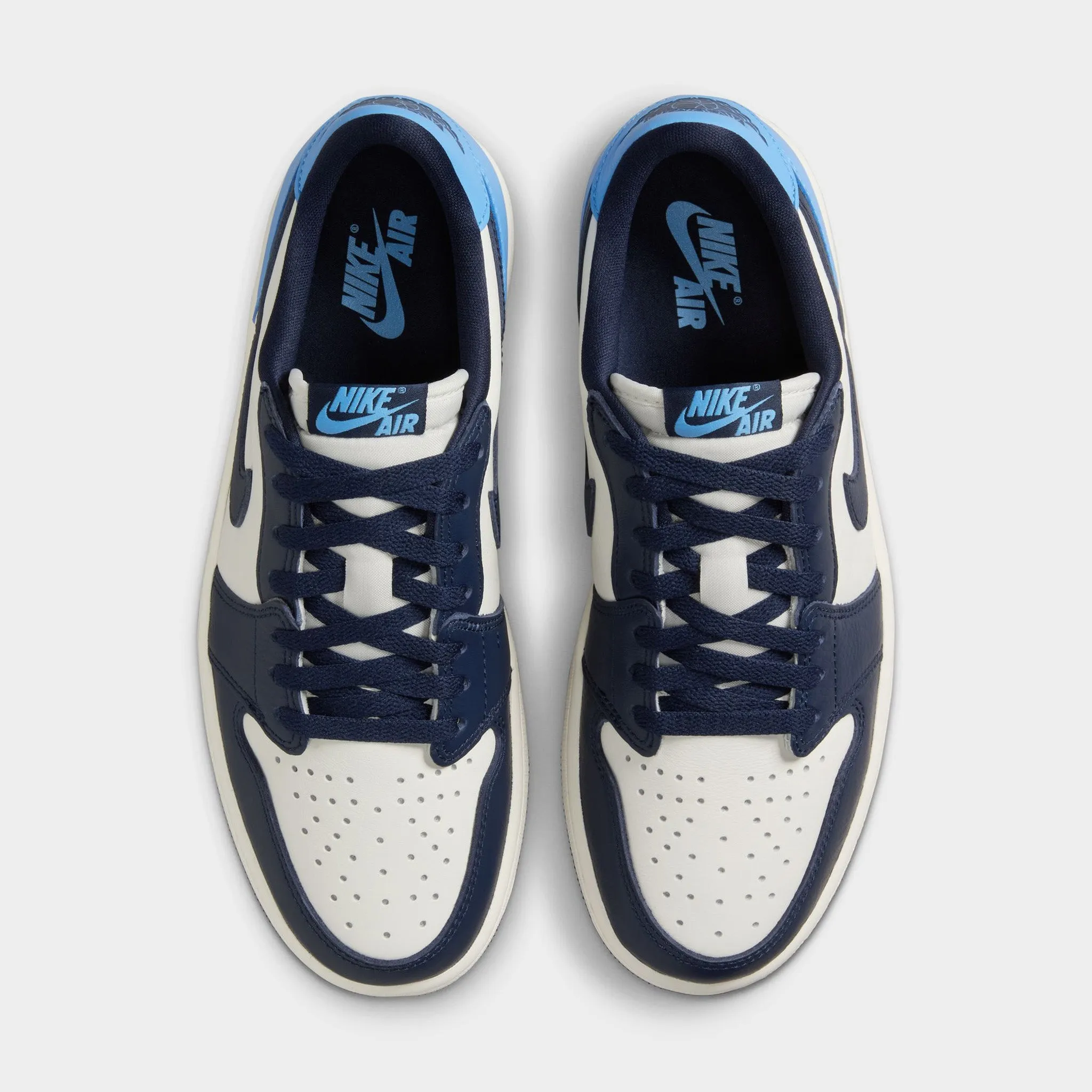 Mens Jordan Jordan 1 Low OG Obsidian / University Blue - Sail