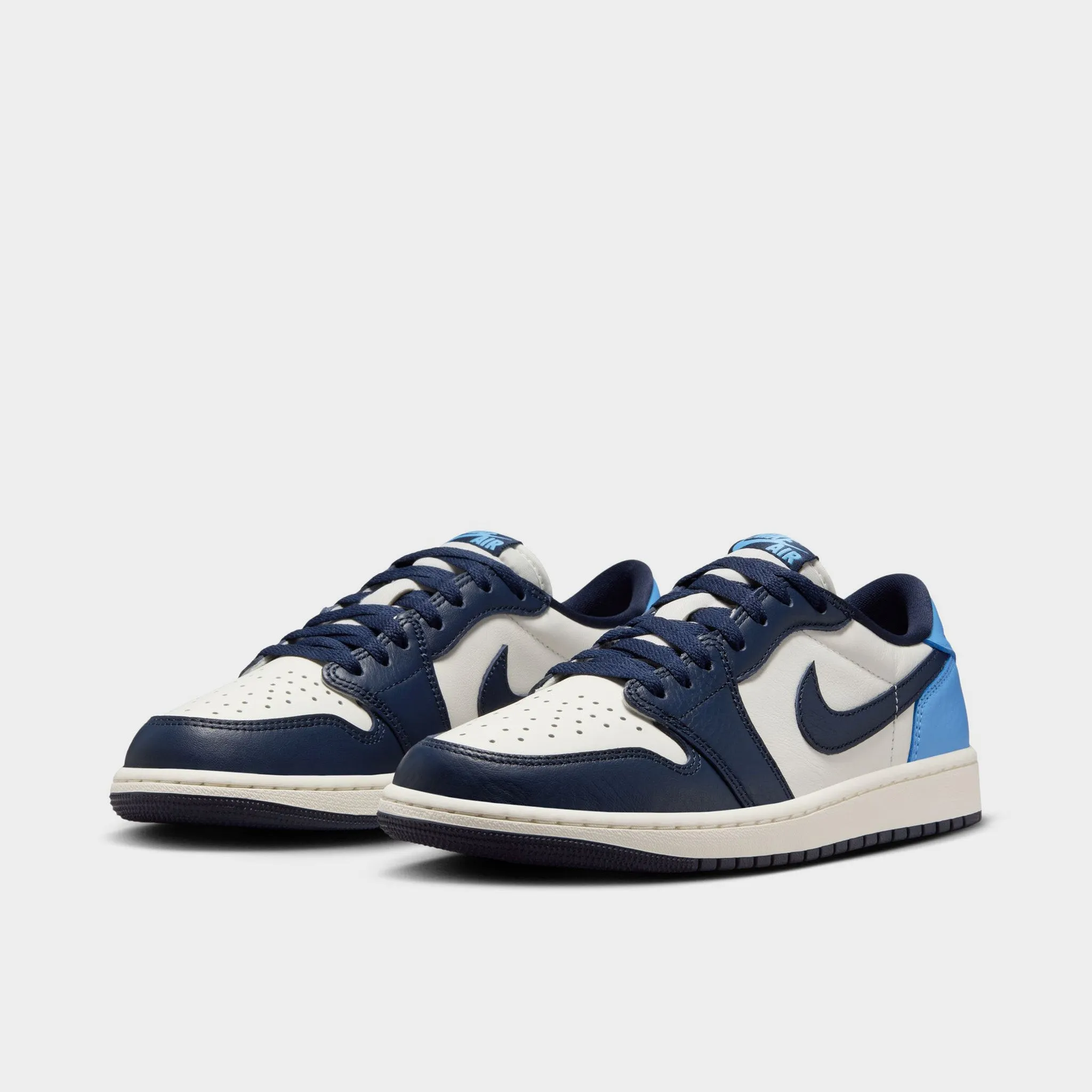 Mens Jordan Jordan 1 Low OG Obsidian / University Blue - Sail