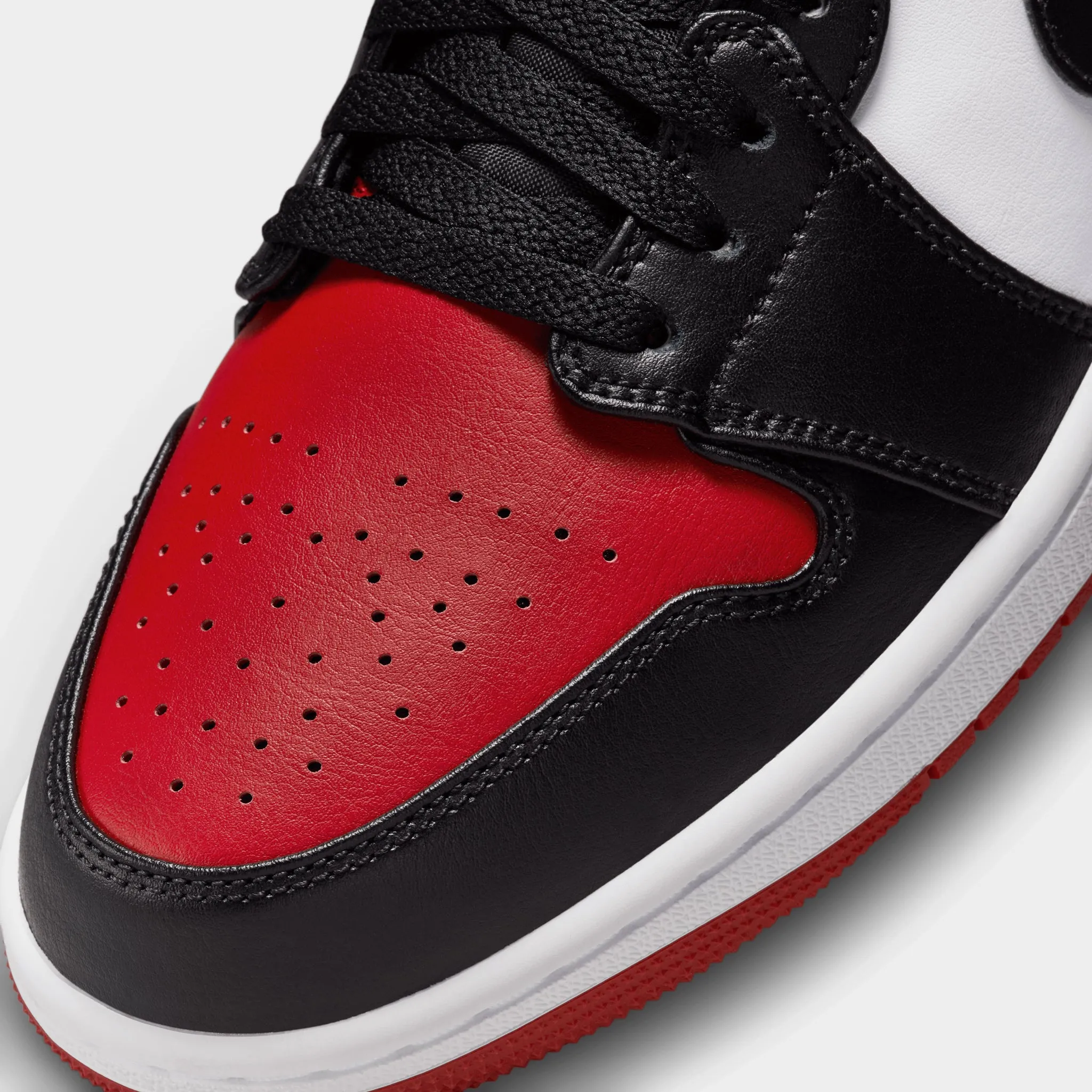 Mens Jordan Jordan 1 Low White / Black - Varsity Red