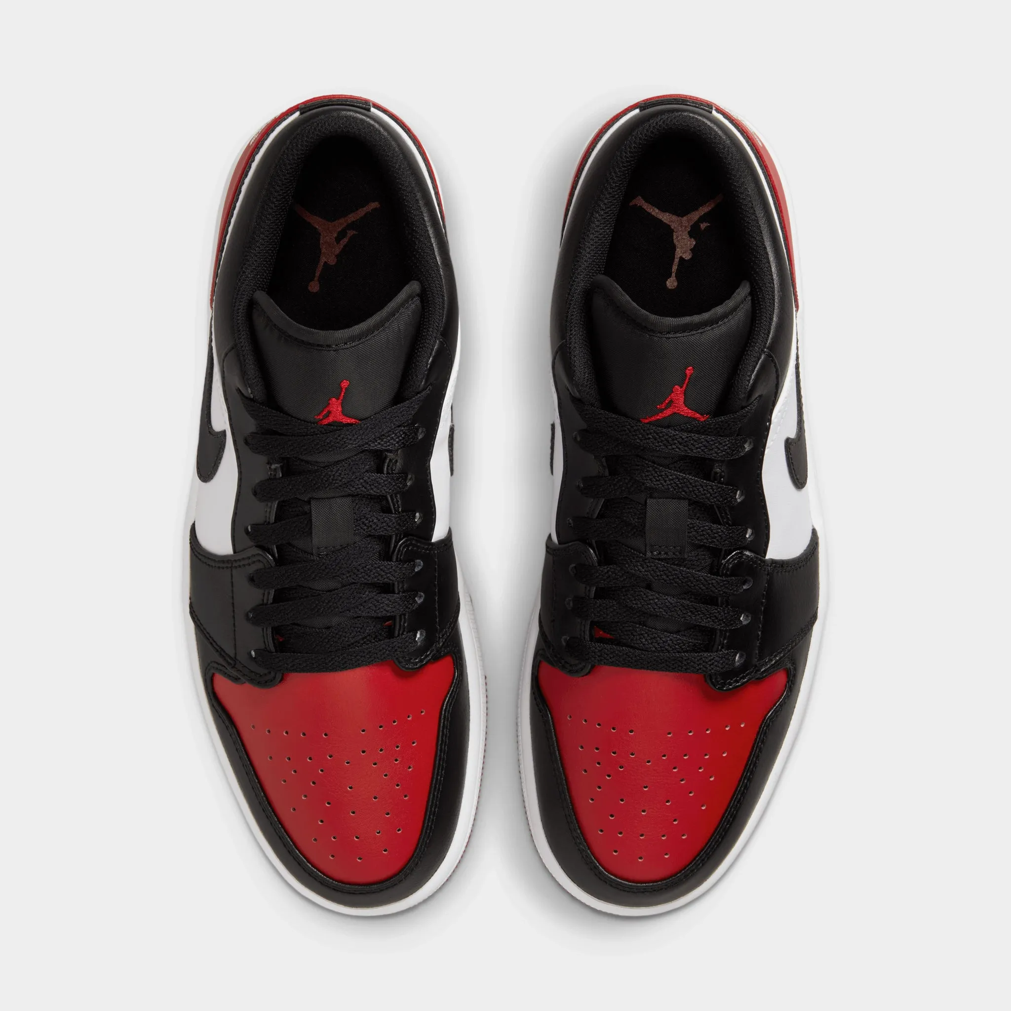 Mens Jordan Jordan 1 Low White / Black - Varsity Red