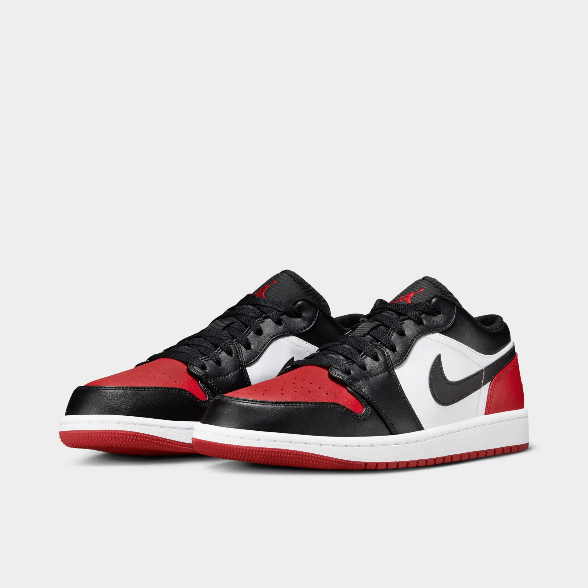 Mens Jordan Jordan 1 Low White / Black - Varsity Red