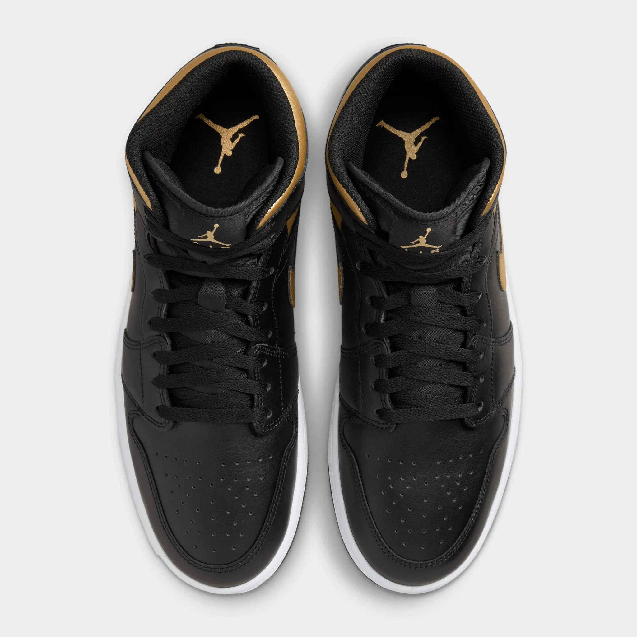 Mens Jordan Jordan 1 Mid Black / Metallic Gold - White