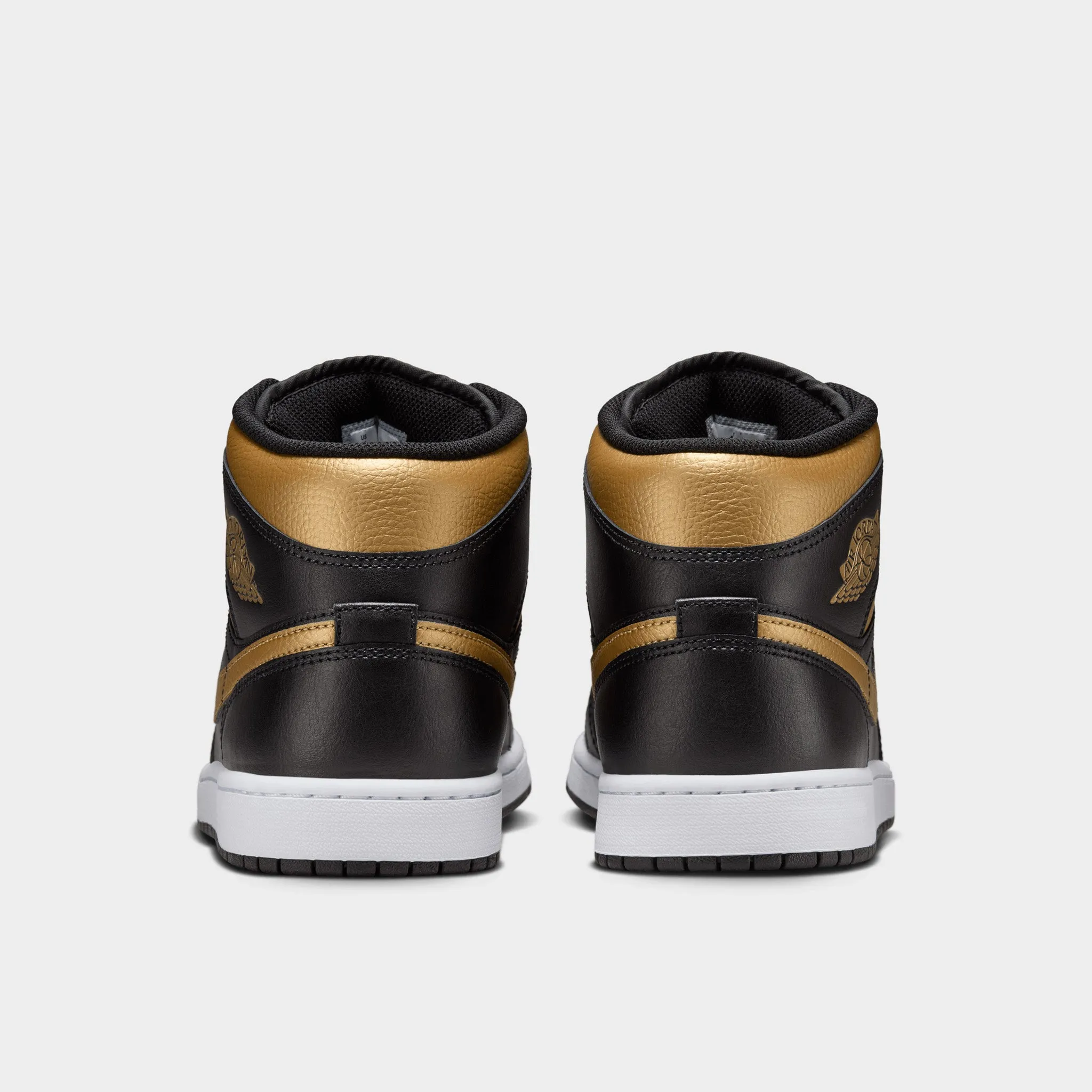 Mens Jordan Jordan 1 Mid Black / Metallic Gold - White
