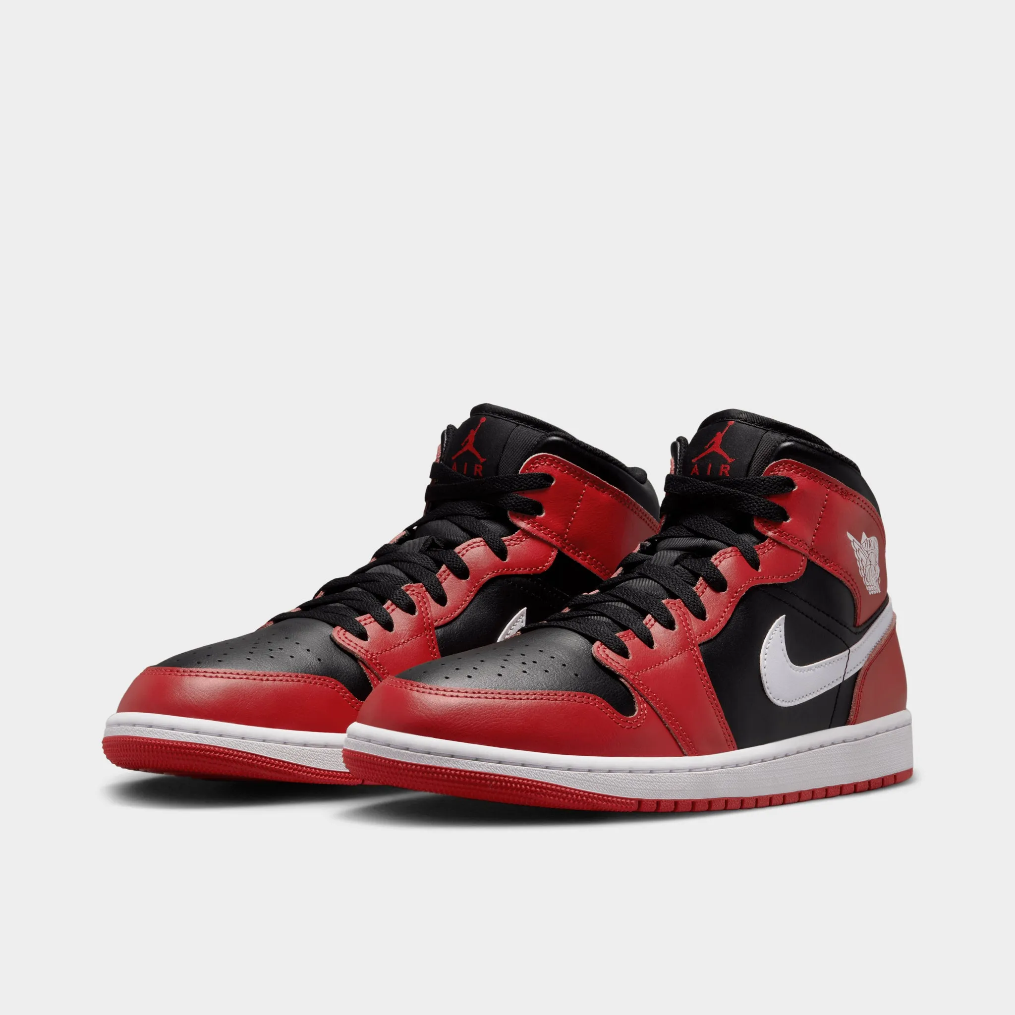 Mens Jordan Jordan 1 Mid Black / White - Gym Red
