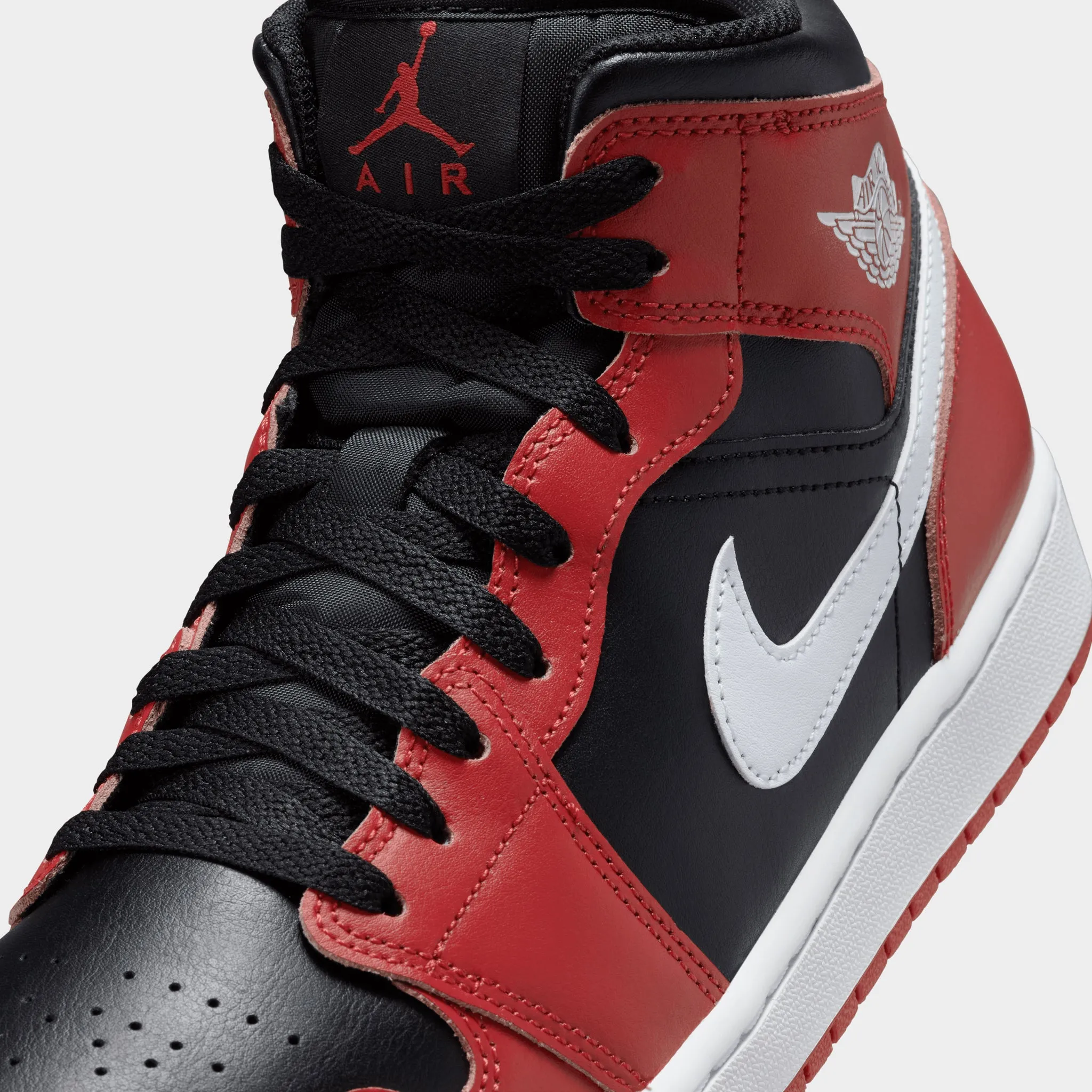 Mens Jordan Jordan 1 Mid Black / White - Gym Red