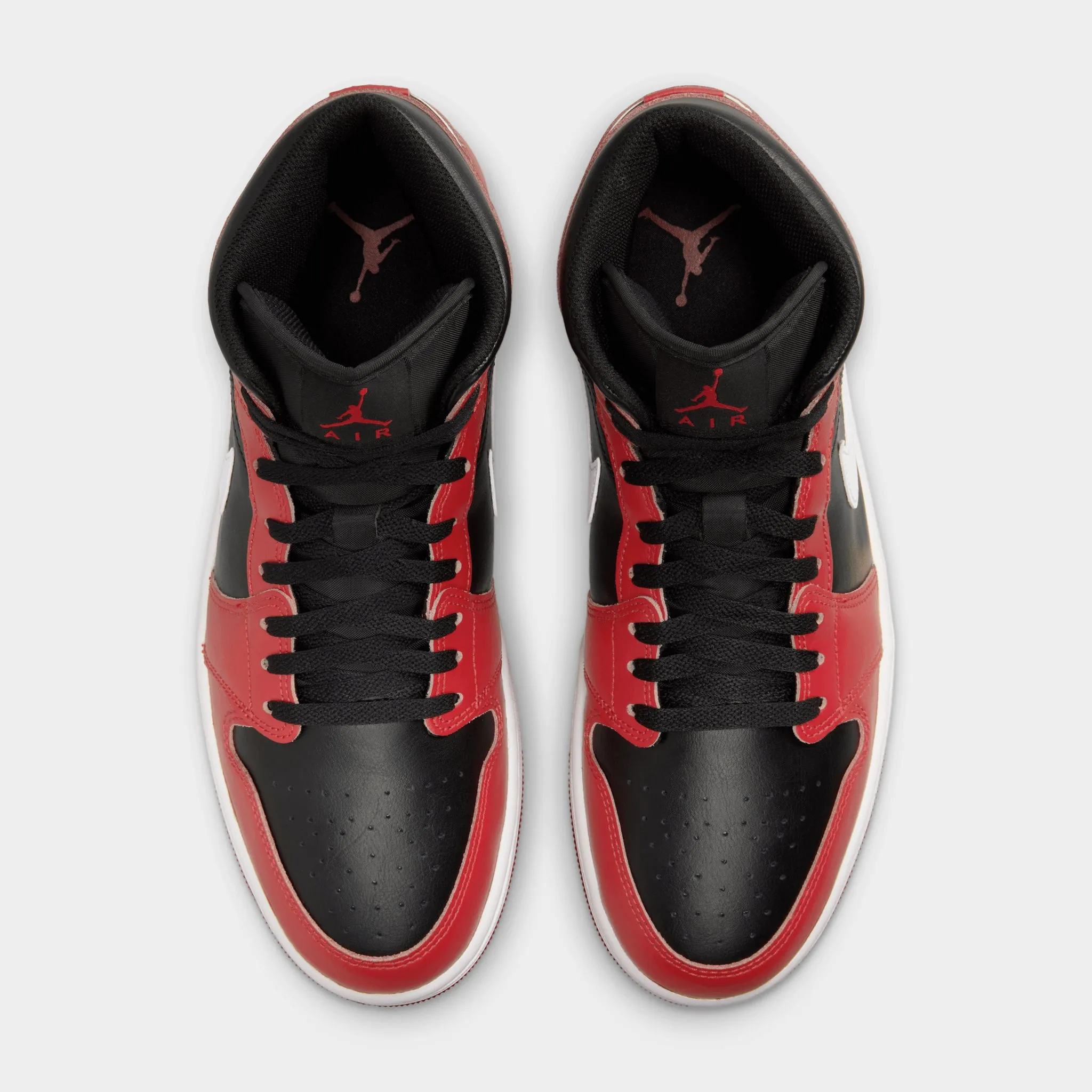 Mens Jordan Jordan 1 Mid Black / White - Gym Red