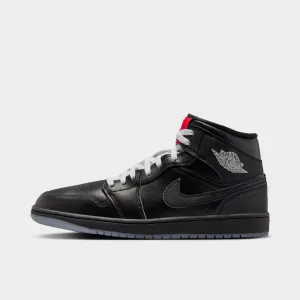 Mens Jordan Jordan 1 Mid SE Black / Black - White