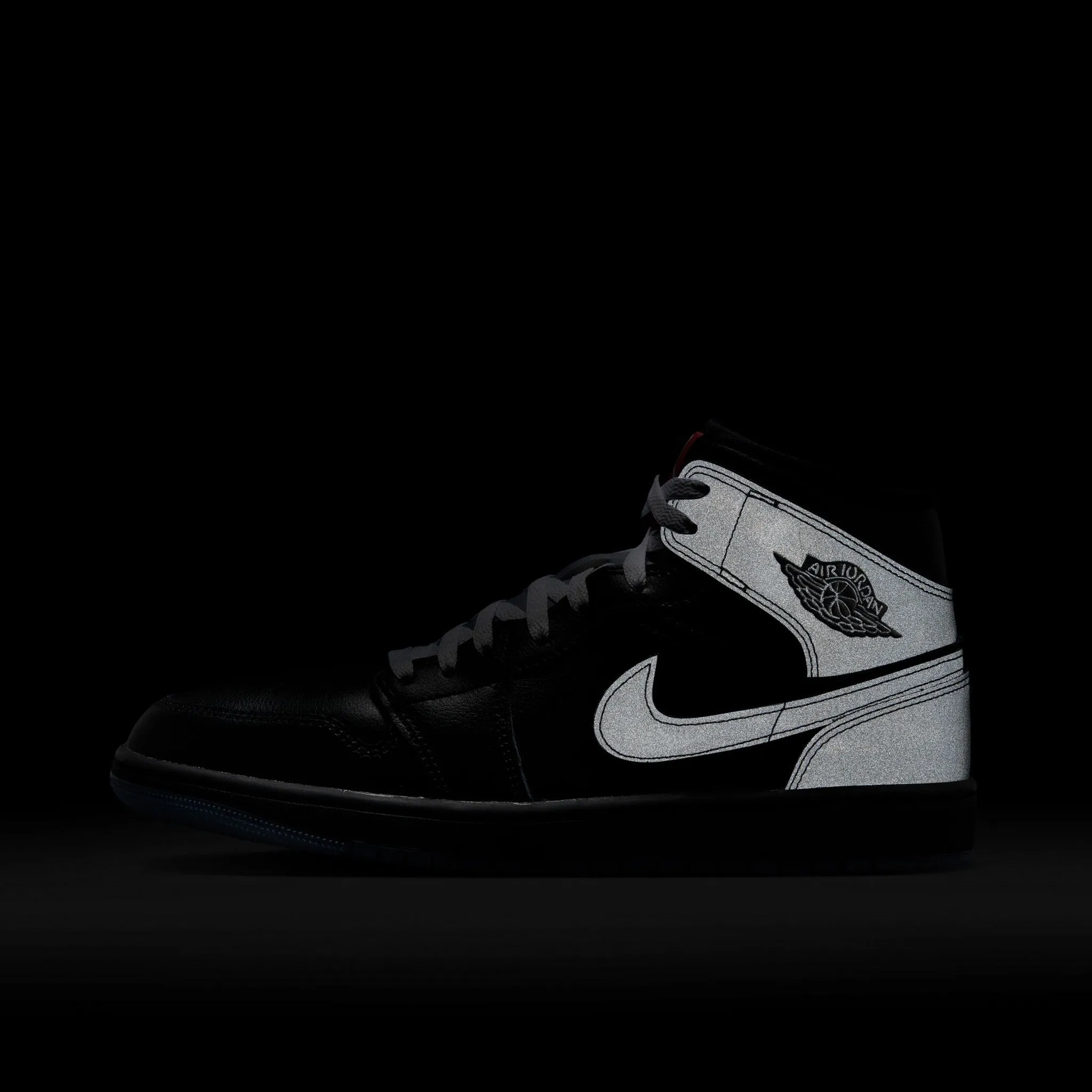 Mens Jordan Jordan 1 Mid SE Black / Black - White