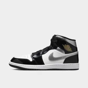 Mens Jordan Jordan 1 Mid SE Black / Metallic Silver - White