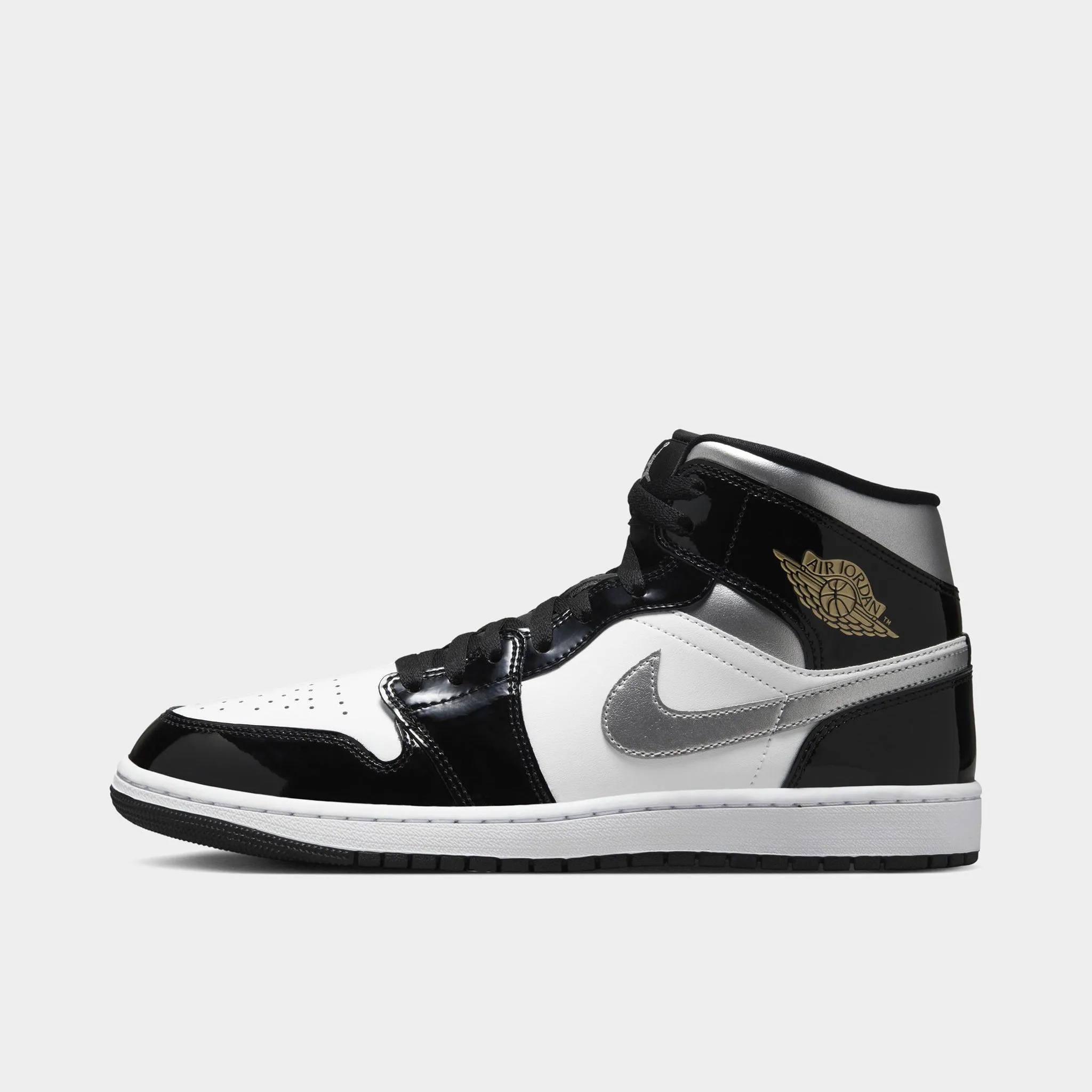 Mens Jordan Jordan 1 Mid SE Black / Metallic Silver - White