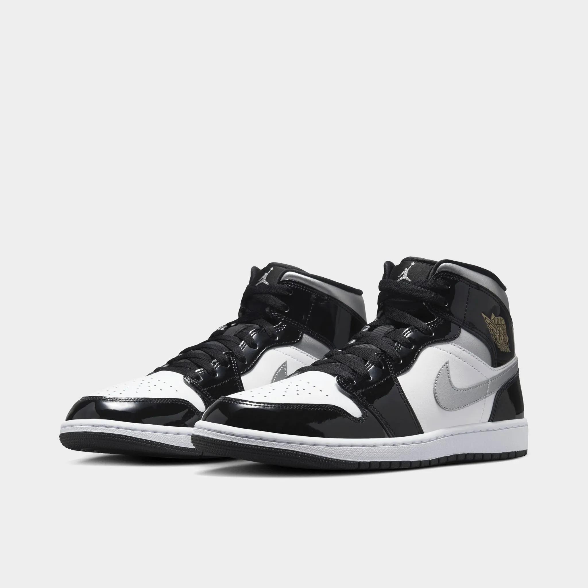 Mens Jordan Jordan 1 Mid SE Black / Metallic Silver - White