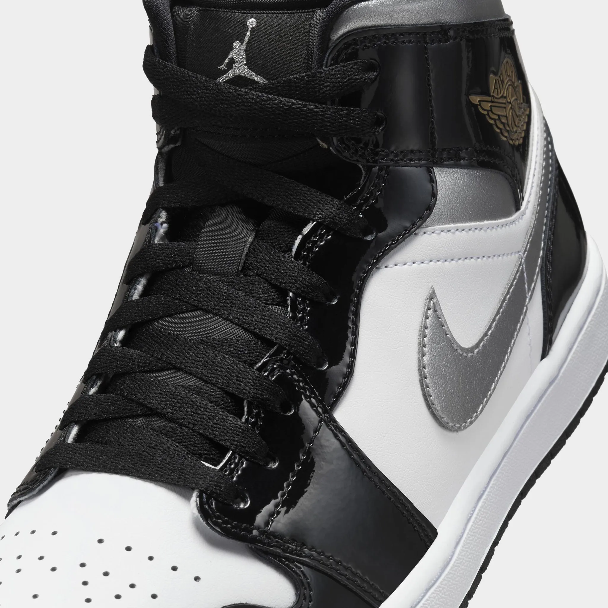 Mens Jordan Jordan 1 Mid SE Black / Metallic Silver - White