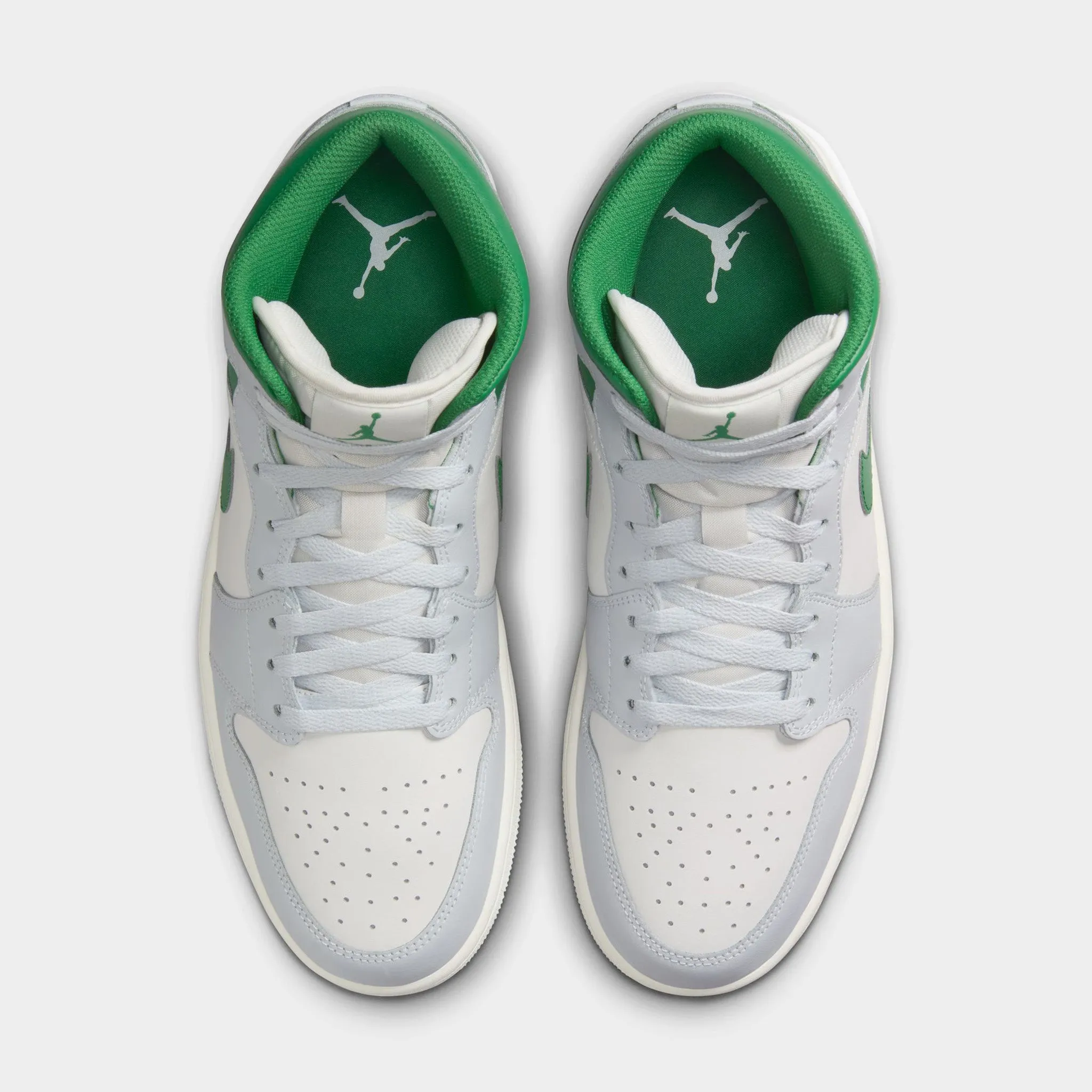 Mens Jordan Jordan 1 Mid Summit White / Pine Green - Pure Platinum