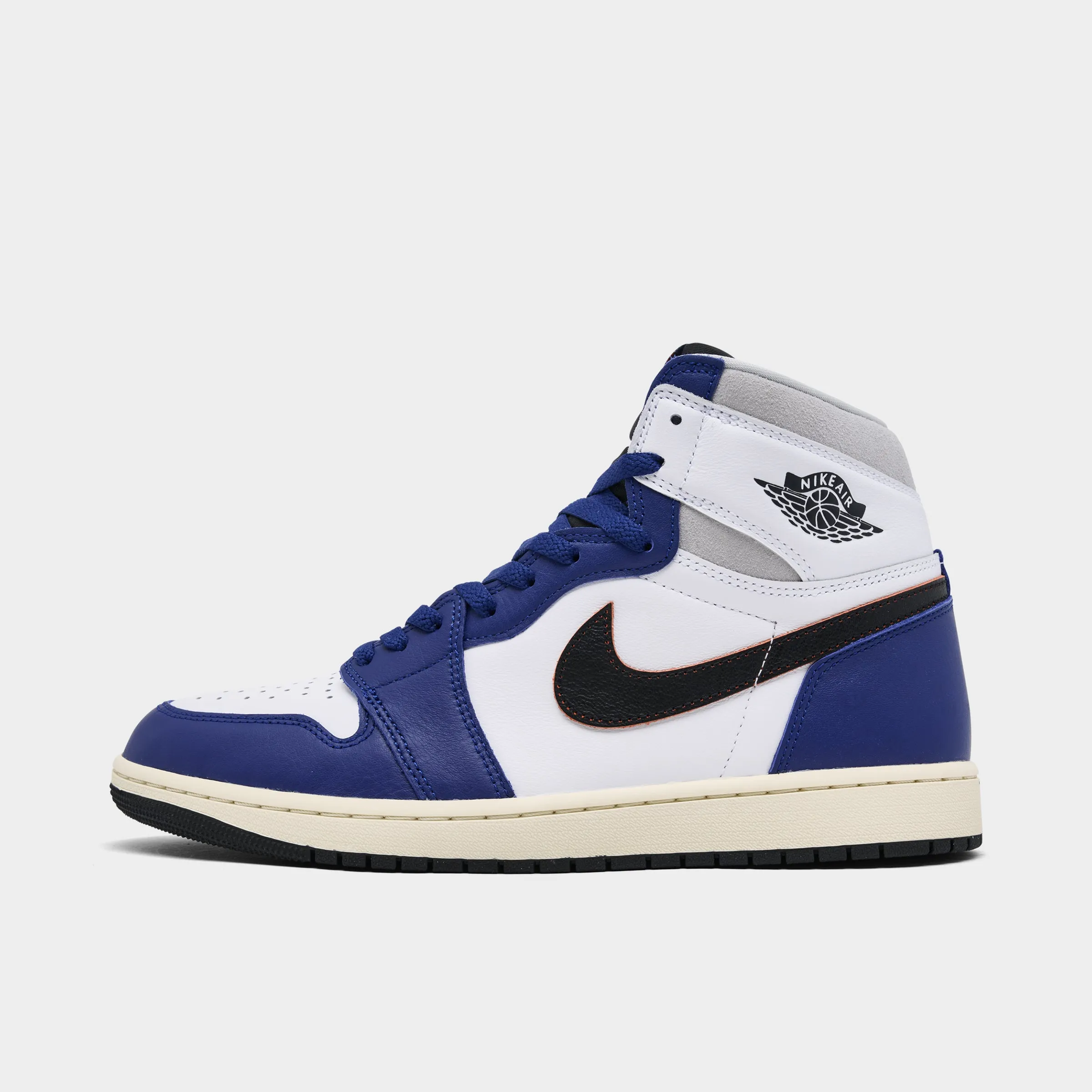 Mens Jordan Jordan 1 Retro High OG White / Black / Neutral Grey - Deep Royal Blue