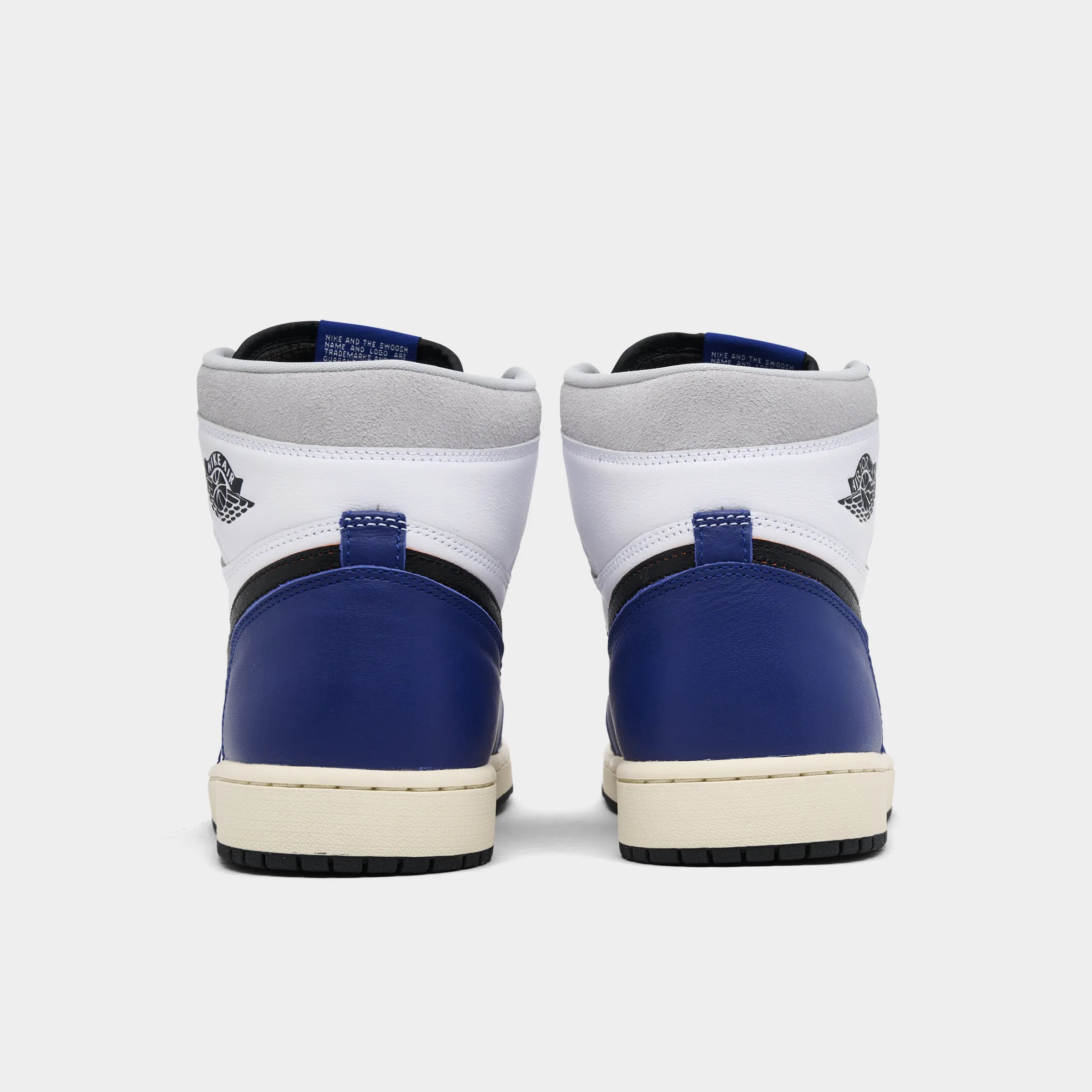 Mens Jordan Jordan 1 Retro High OG White / Black / Neutral Grey - Deep Royal Blue