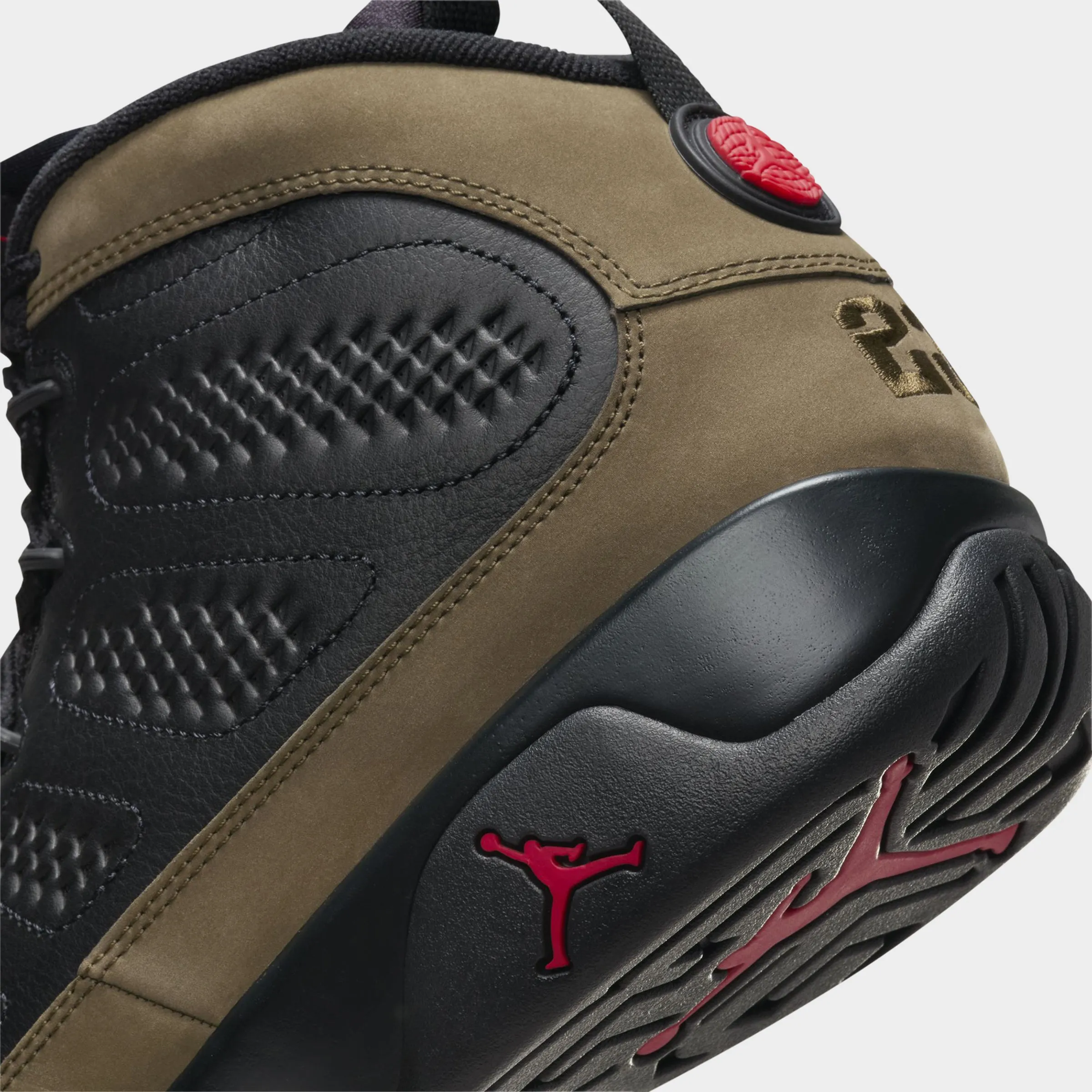 Mens Jordan Jordan 9 Retro Black / True Red - Light Olive
