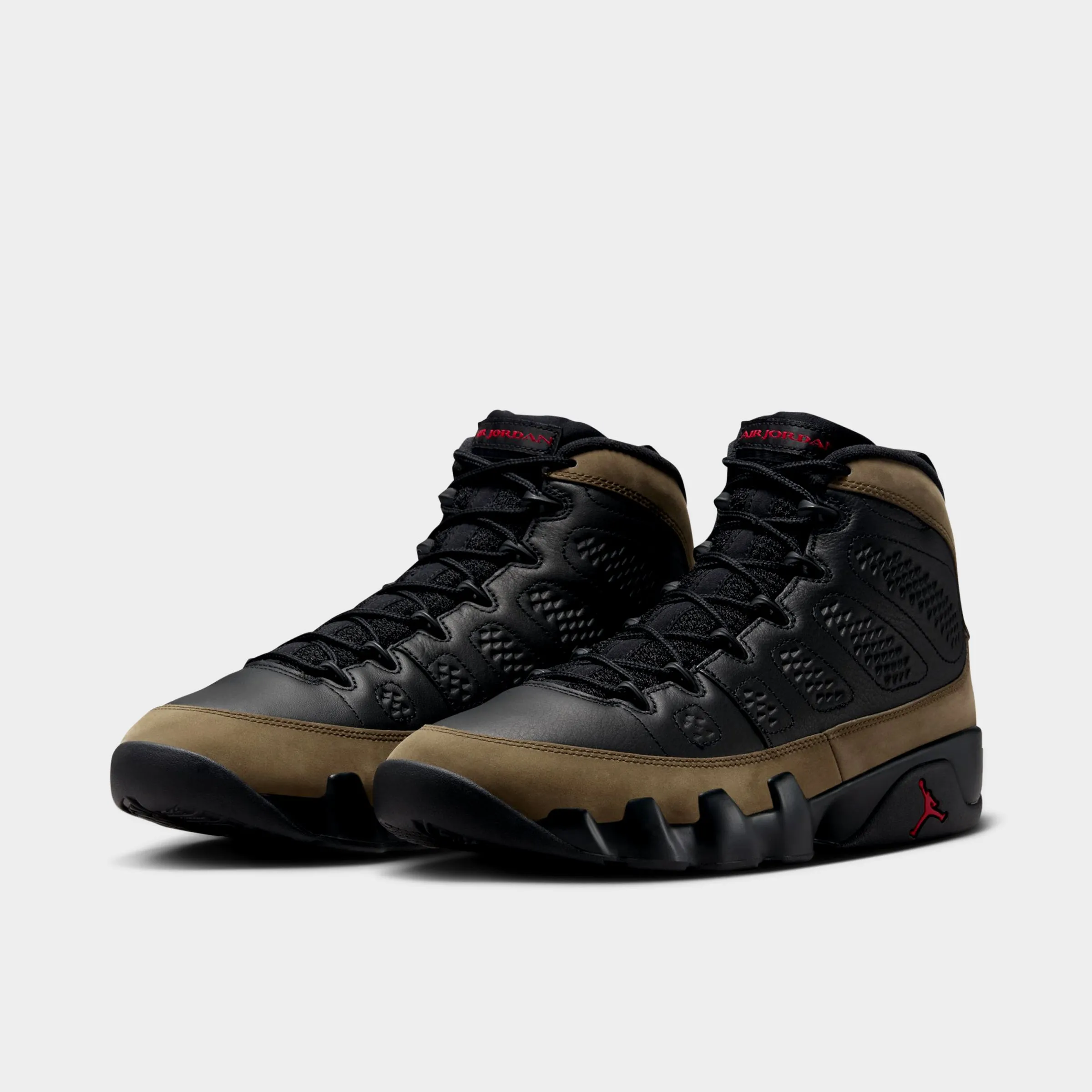 Mens Jordan Jordan 9 Retro Black / True Red - Light Olive