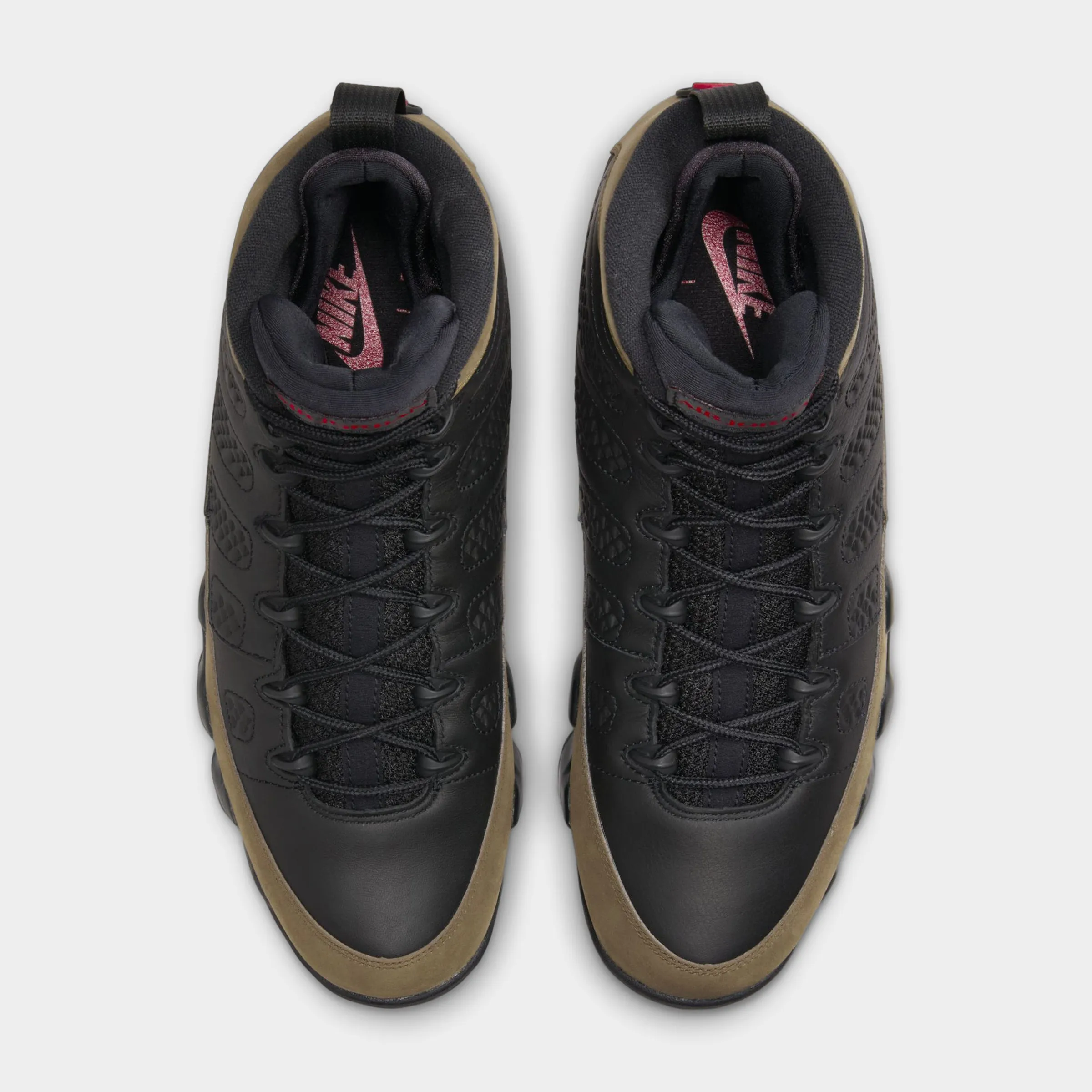 Mens Jordan Jordan 9 Retro Black / True Red - Light Olive