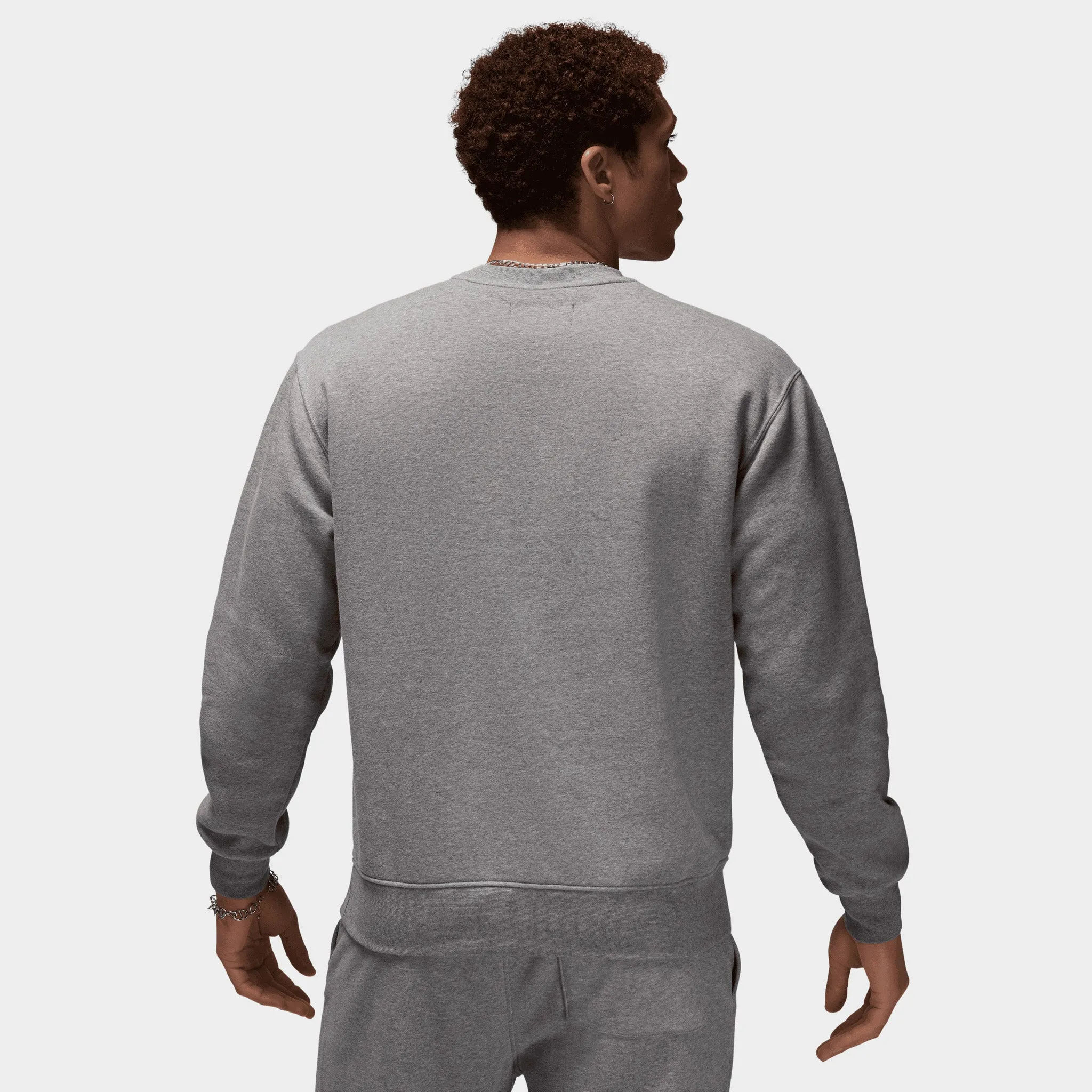 Mens Jordan Jordan Brooklyn Fleece Crewneck Carbon Heather / White