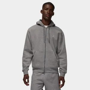 Mens Jordan Jordan Brooklyn Fleece Full Zip Hoodie Carbon Heather / White