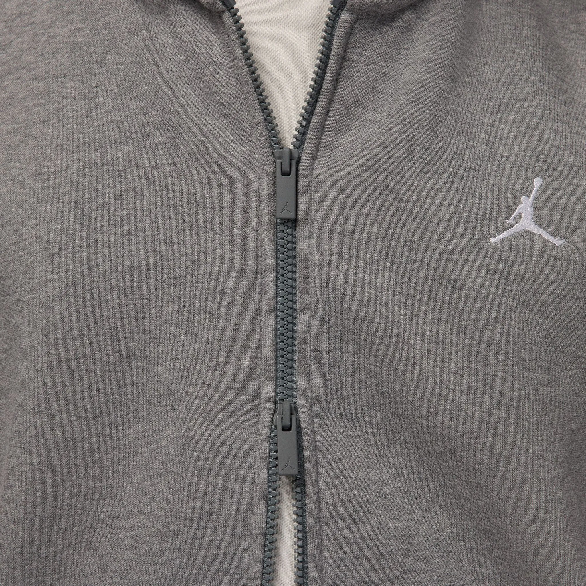 Mens Jordan Jordan Brooklyn Fleece Full Zip Hoodie Carbon Heather / White