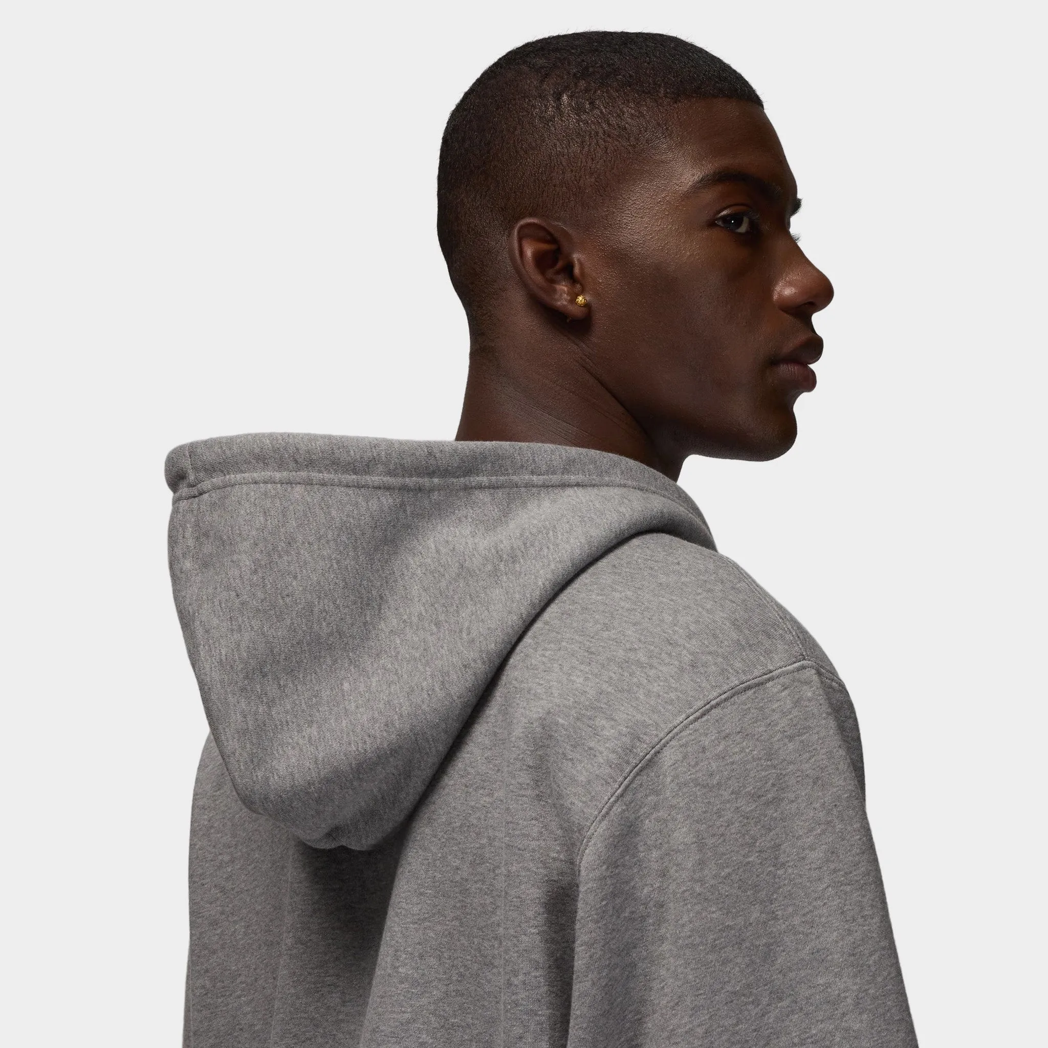 Mens Jordan Jordan Brooklyn Fleece Full Zip Hoodie Carbon Heather / White