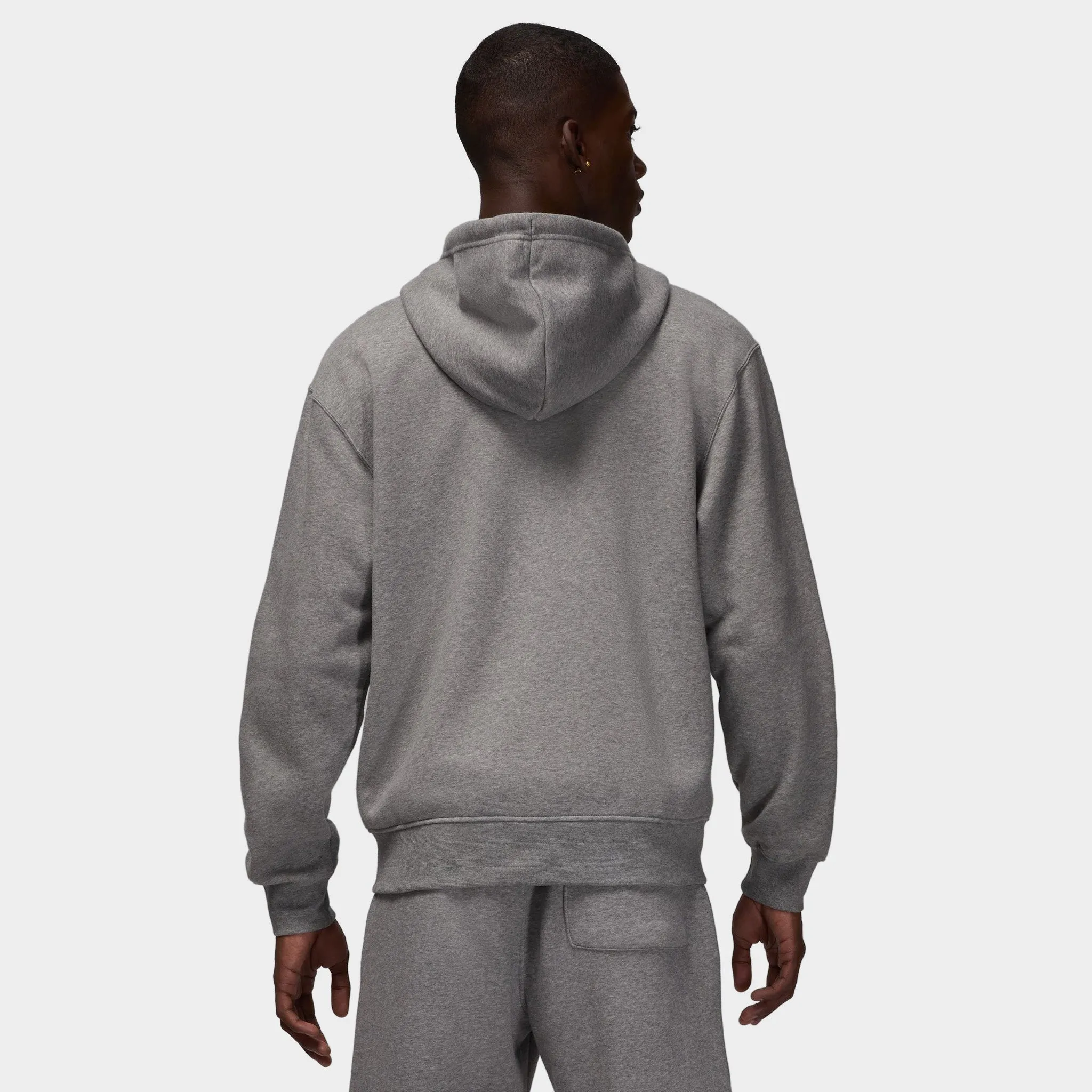 Mens Jordan Jordan Brooklyn Fleece Full Zip Hoodie Carbon Heather / White