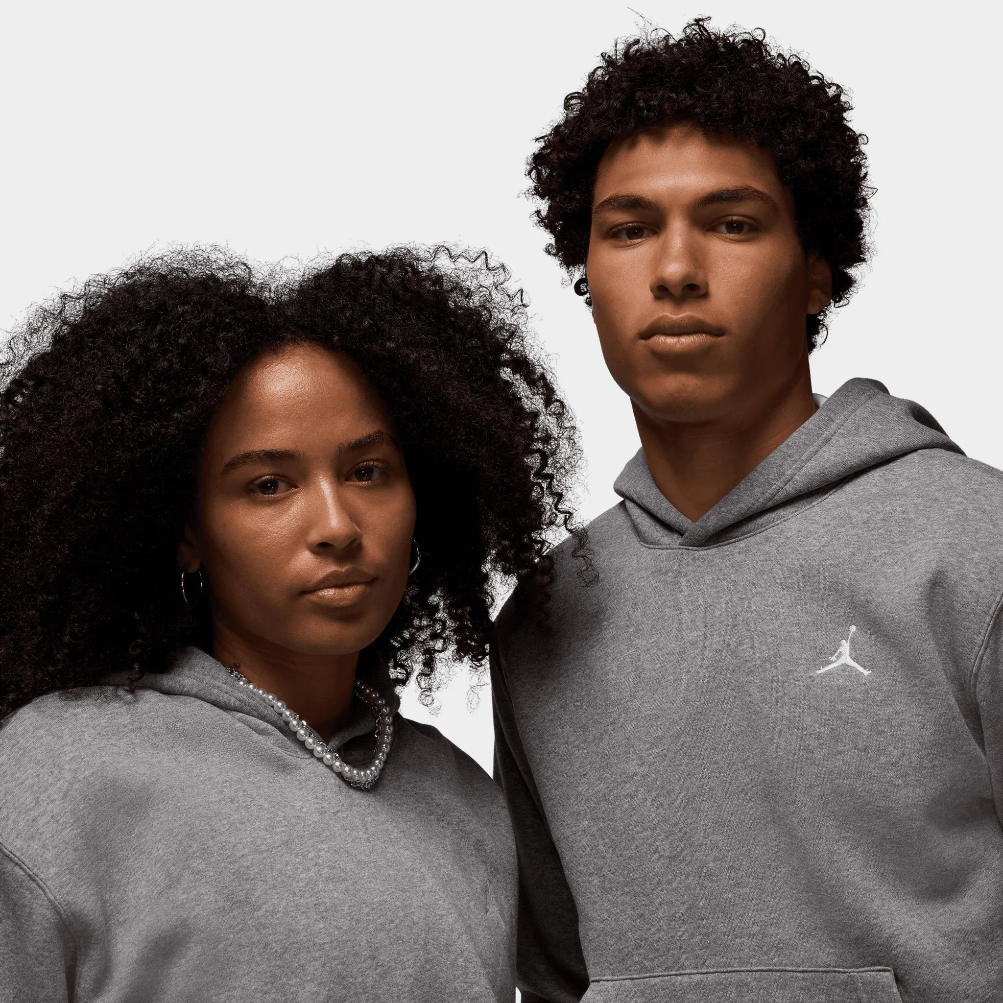 Mens Jordan Jordan Brooklyn Fleece Pullover Hoodie Carbon Heather / White