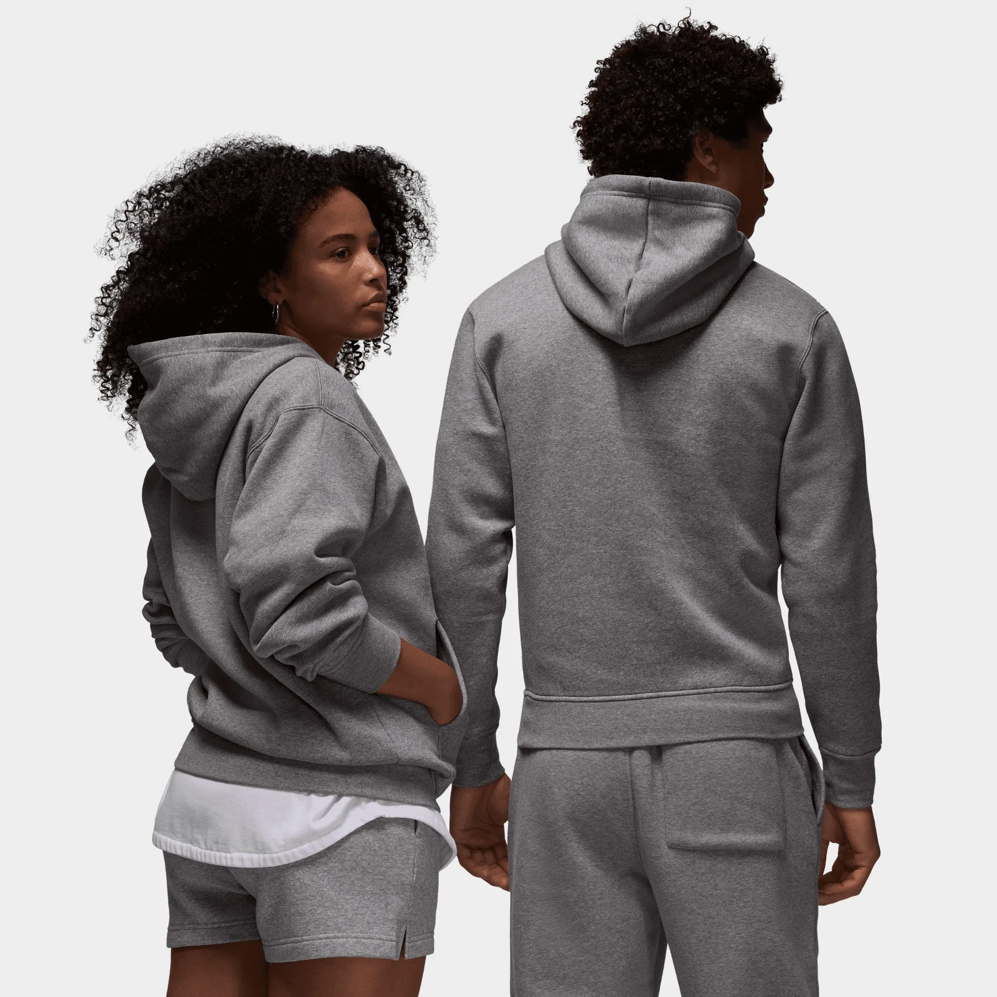 Mens Jordan Jordan Brooklyn Fleece Pullover Hoodie Carbon Heather / White