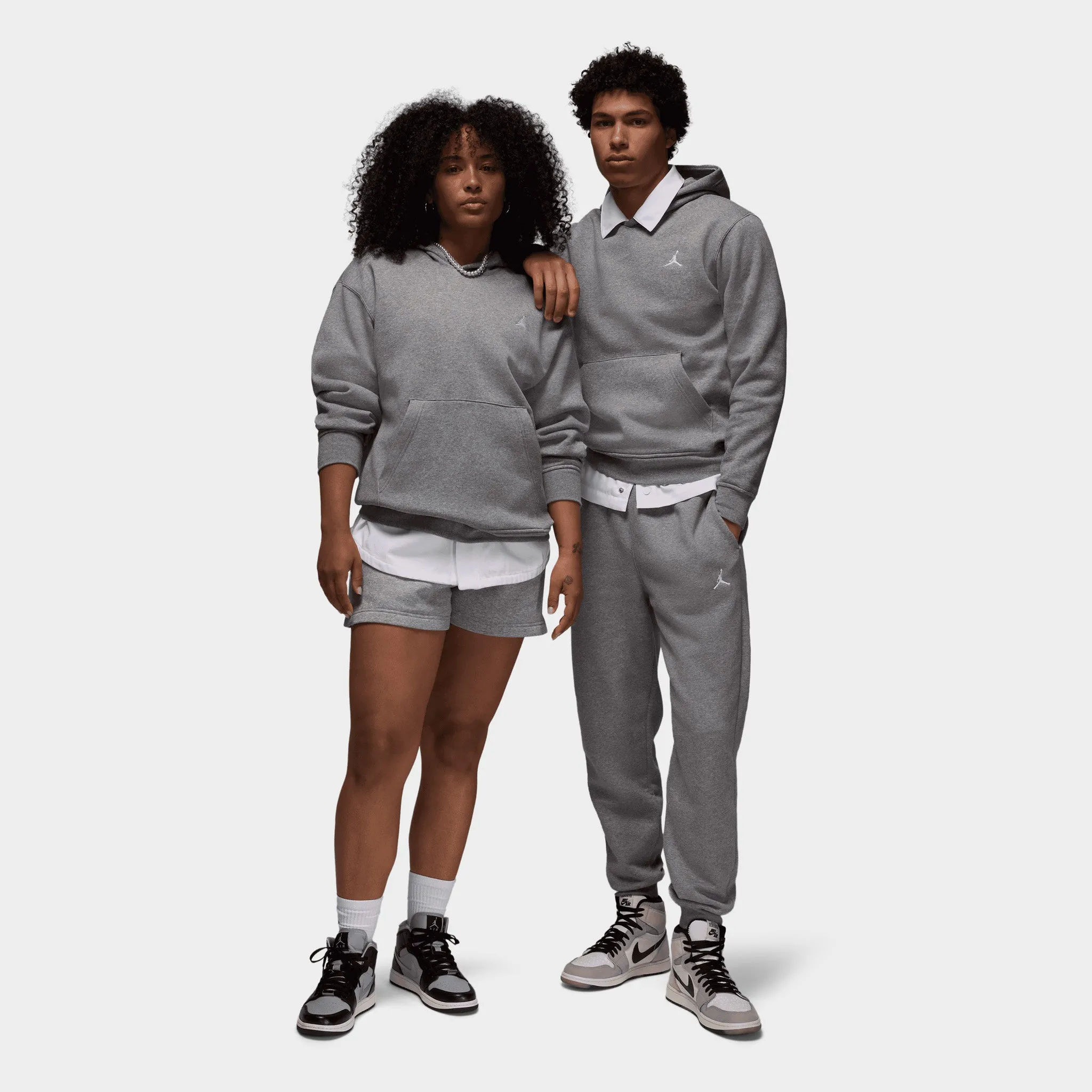 Mens Jordan Jordan Brooklyn Fleece Pullover Hoodie Carbon Heather / White