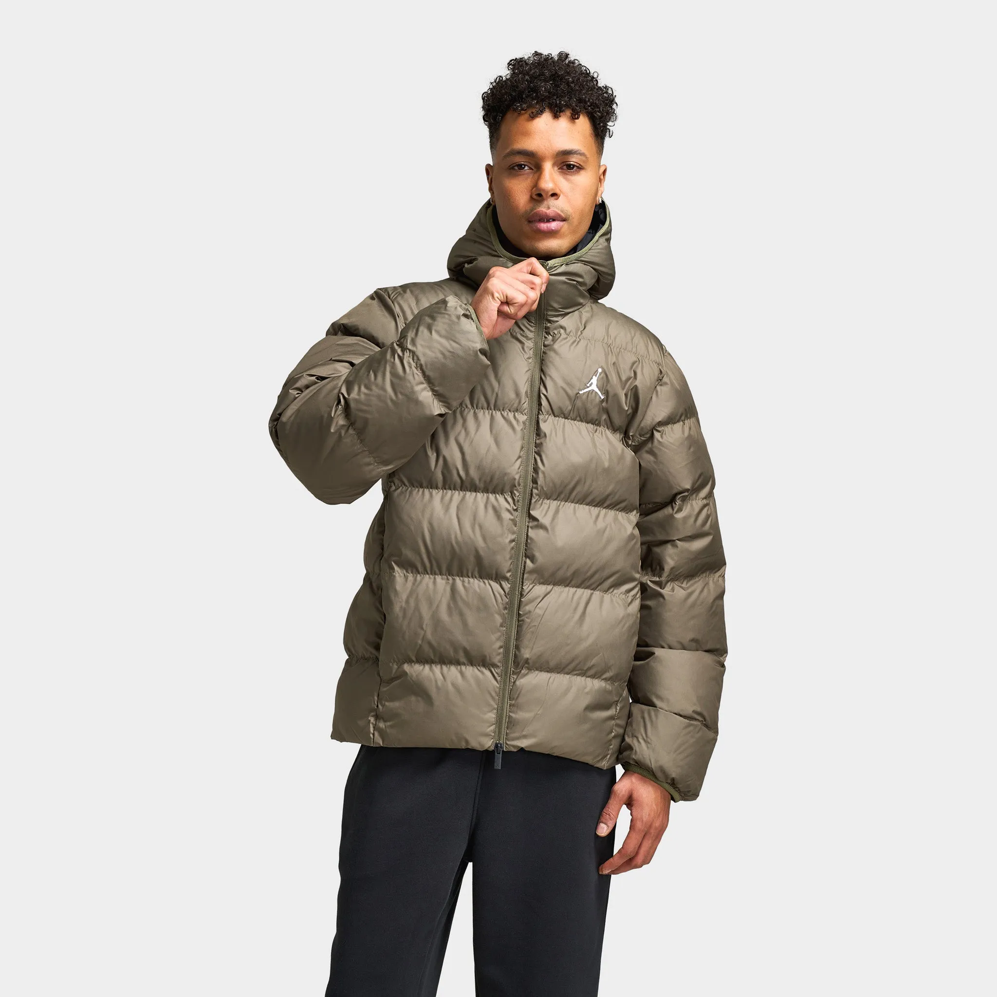 Mens Jordan Jordan Brooklyn Puffer Jacket Medium Olive / Black