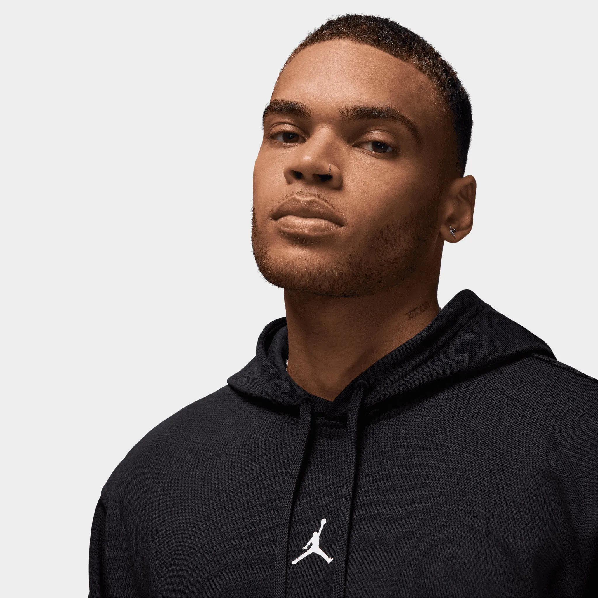 Mens Jordan Jordan Dri-FIT Sport Crossover Fleece Pullover Hoodie Black / White