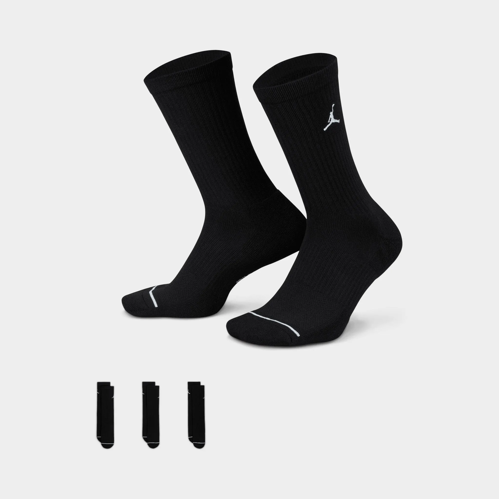 Mens Jordan Jordan Everyday Crew Socks (3 Pack) Black / White