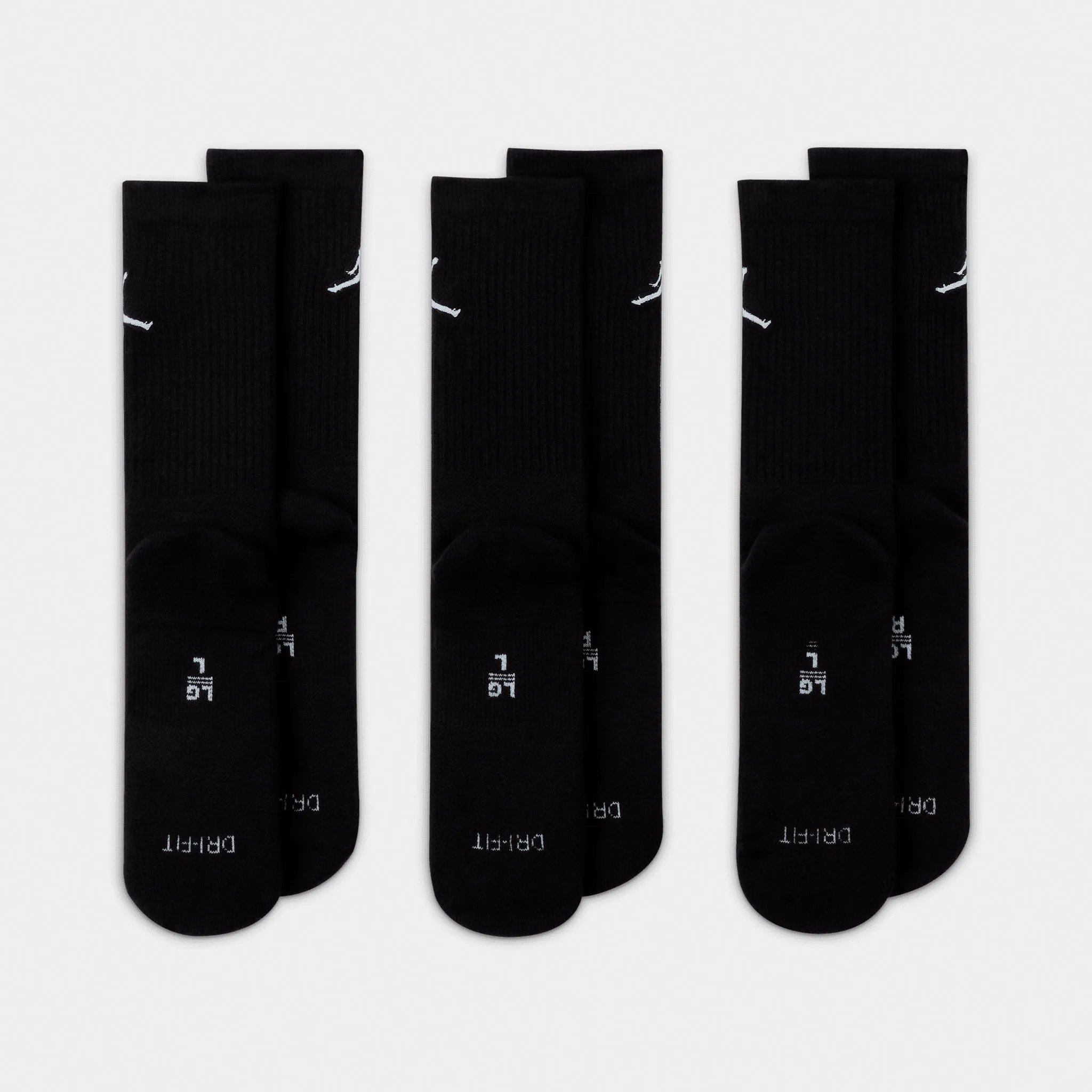 Mens Jordan Jordan Everyday Crew Socks (3 Pack) Black / White
