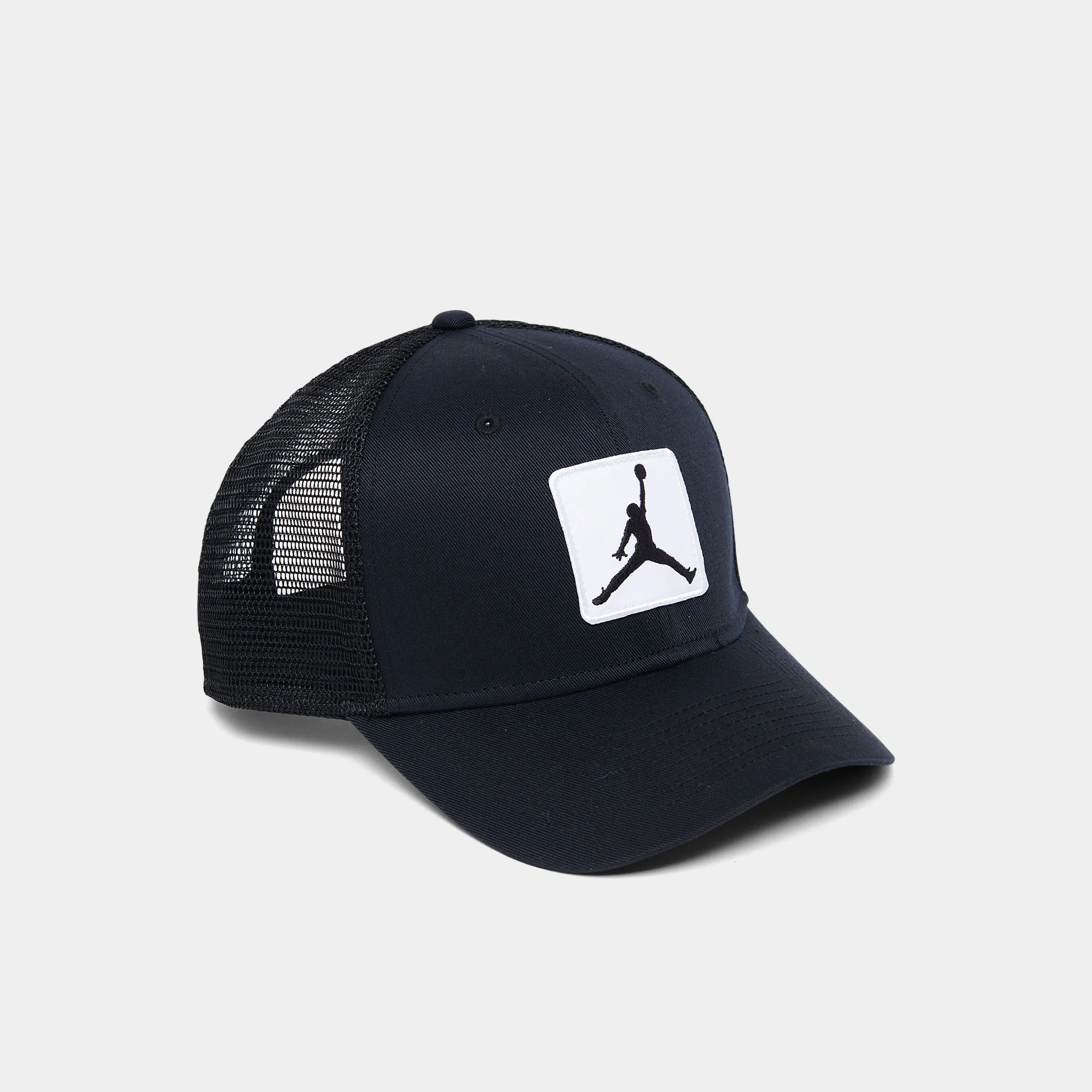 Mens Jordan Jordan Rise Jumpman Patch Trucker Cap Black / White