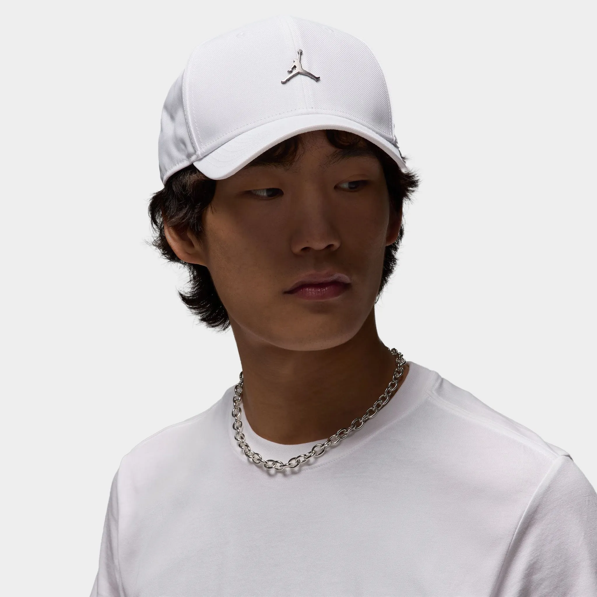Mens Nike Jordan Rise Structured Metal Jumpman Strapback Cap / White