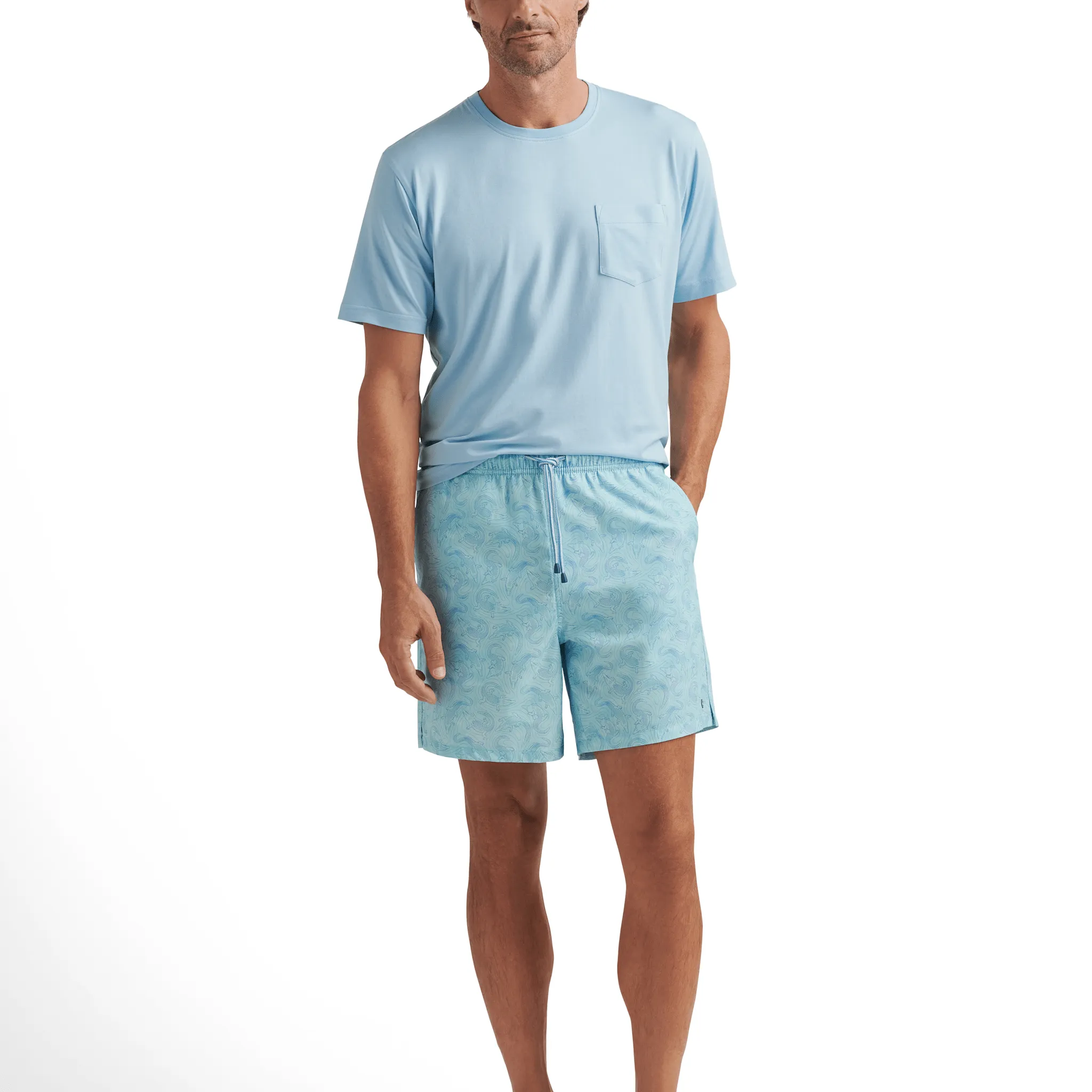Mens Peter Millar Peter Millar Men's 7-Inch Caiman Islands Swim Trunks - Icy Mint