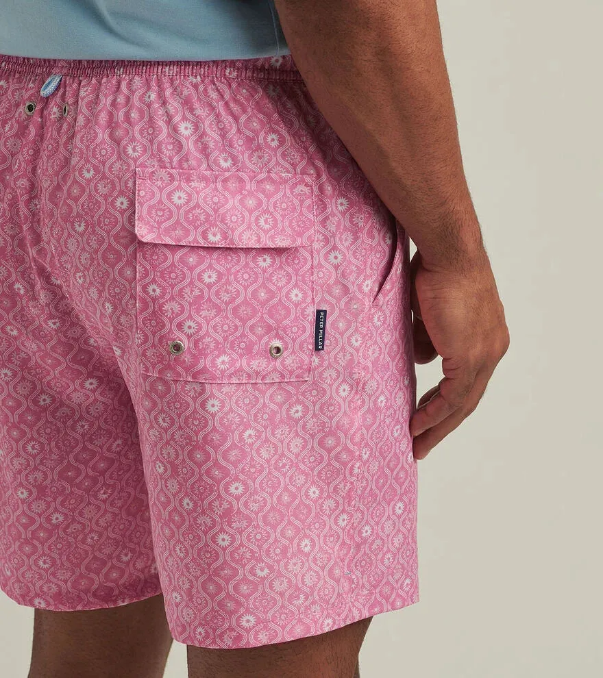 Mens Peter Millar Peter Millar Men's 7-Inch Golden Hour Swim Trunks - Pink Caliente