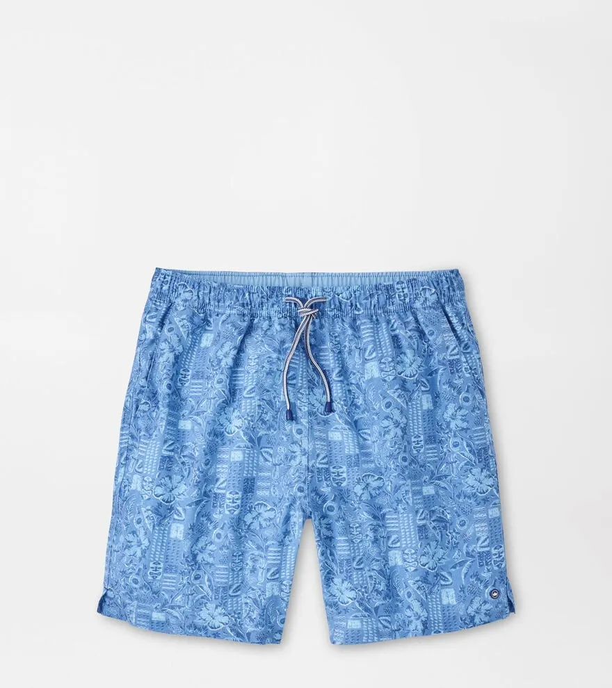 Mens Peter Millar Peter Millar Men's 7-Inch Mai Tai Swim Trunks - Stellar Blue