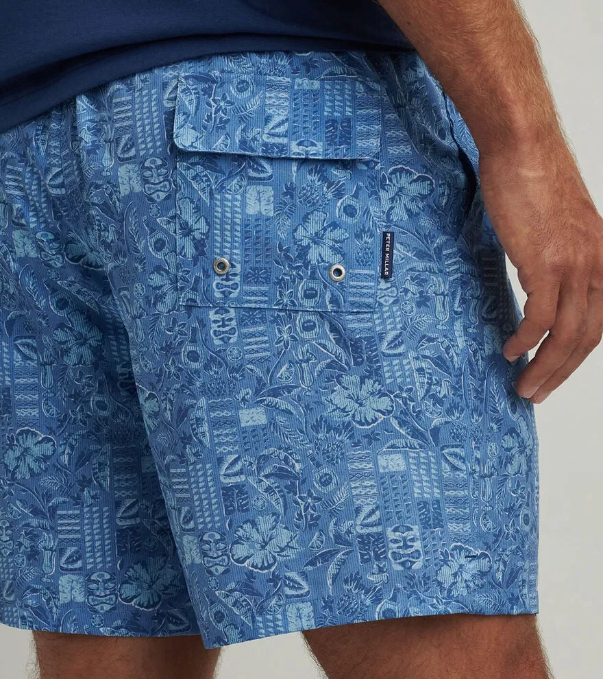 Mens Peter Millar Peter Millar Men's 7-Inch Mai Tai Swim Trunks - Stellar Blue