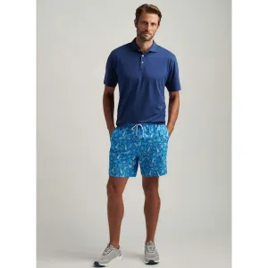 Mens Peter Millar Peter Millar Men's 7-Inch Saltwater Spirits Swim Trunks - Blue Macaw