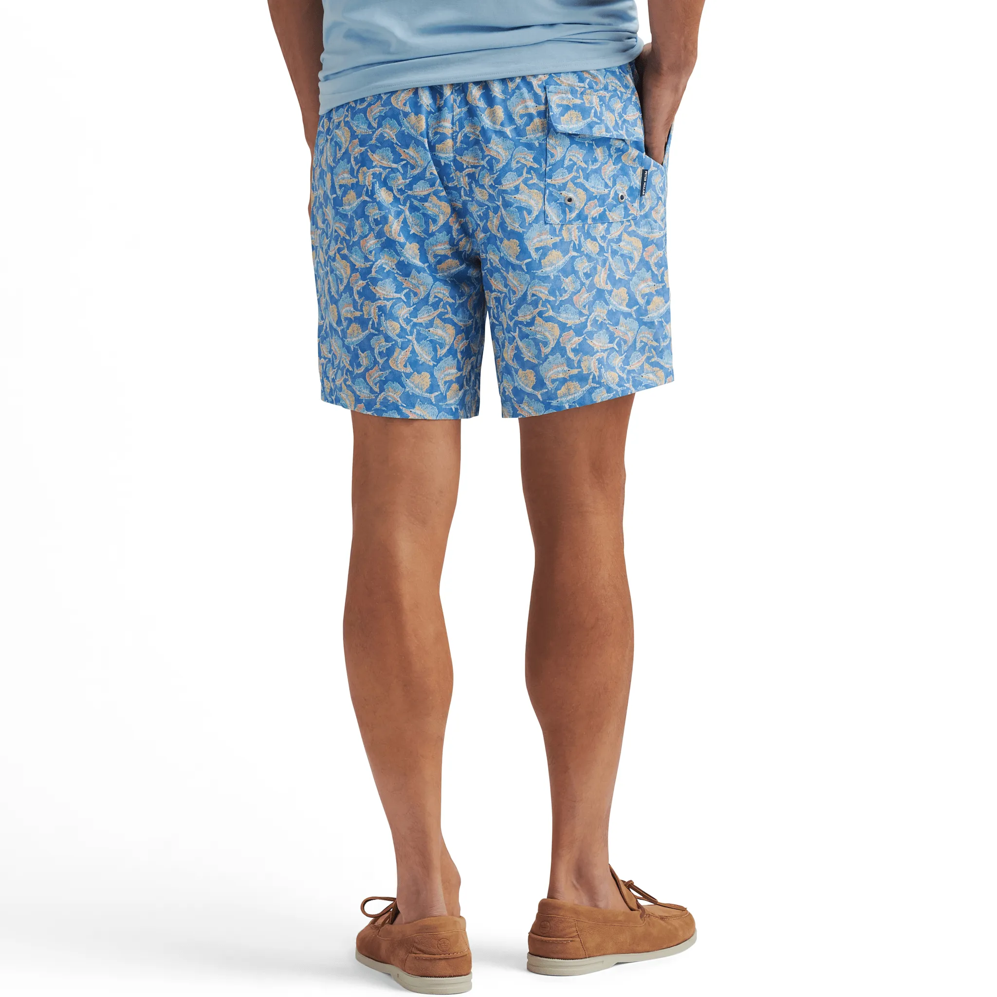 Mens Peter Millar Peter Millar Men's 7-Inch Tackle The Day Swim Trunks - Marina Blue