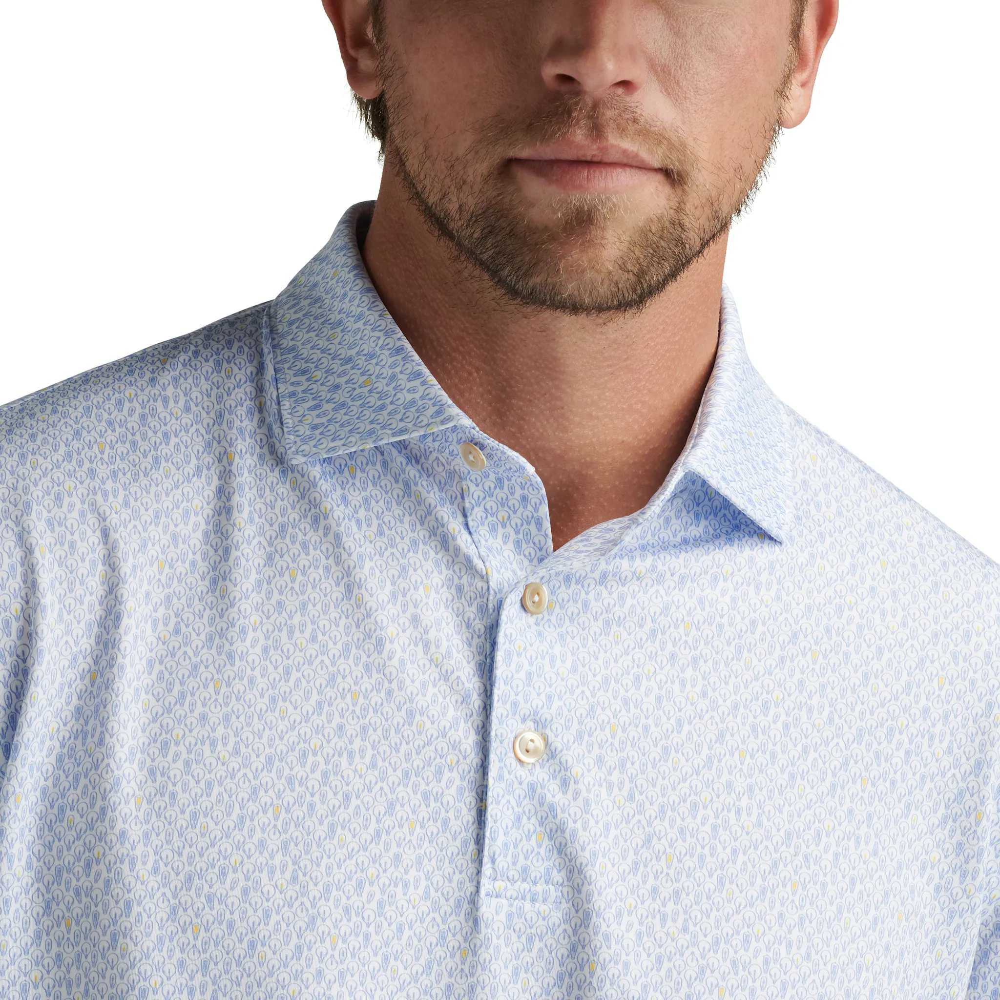 Mens Peter Millar Peter Millar Men's Bright Idea Performance Jersey Polo Shirt - White