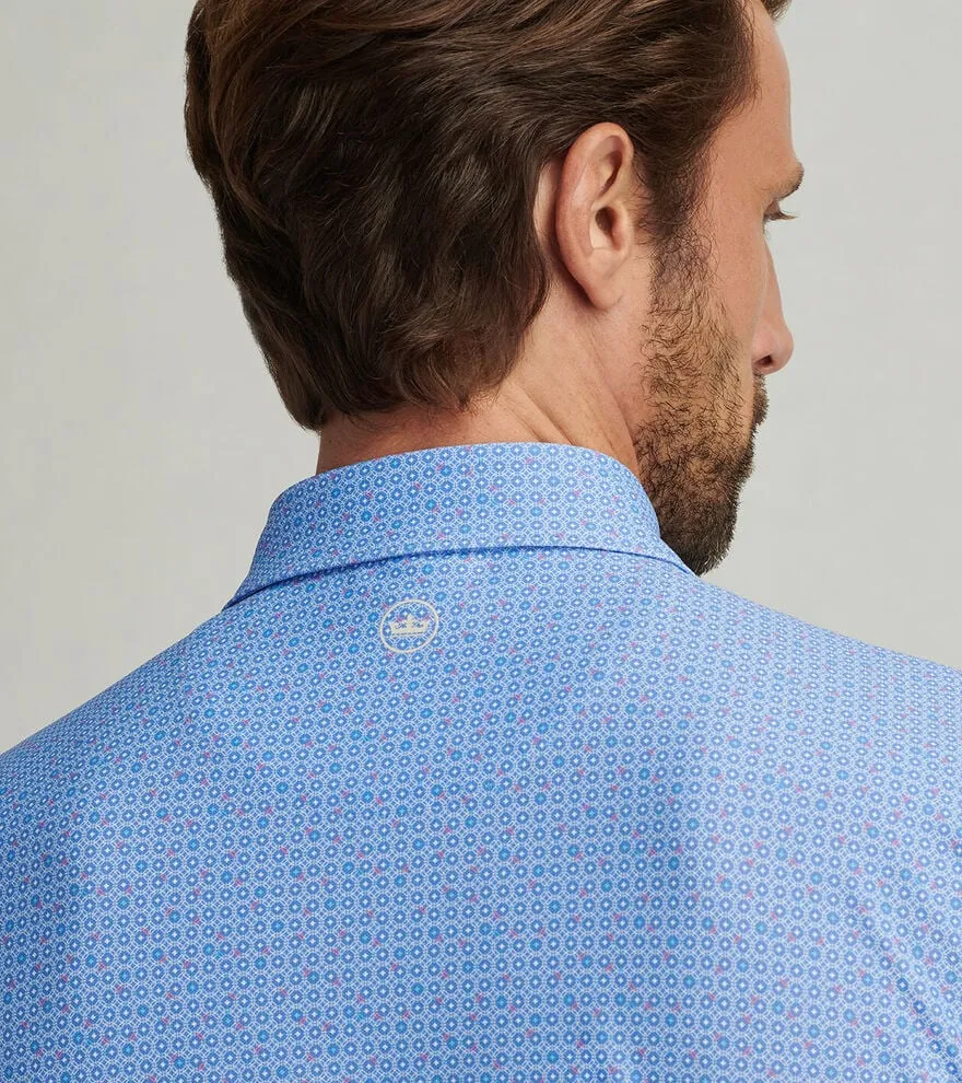 Mens Peter Millar Peter Millar Men's Casa Nova Performance Mesh Polo Shirt - Blue Sea