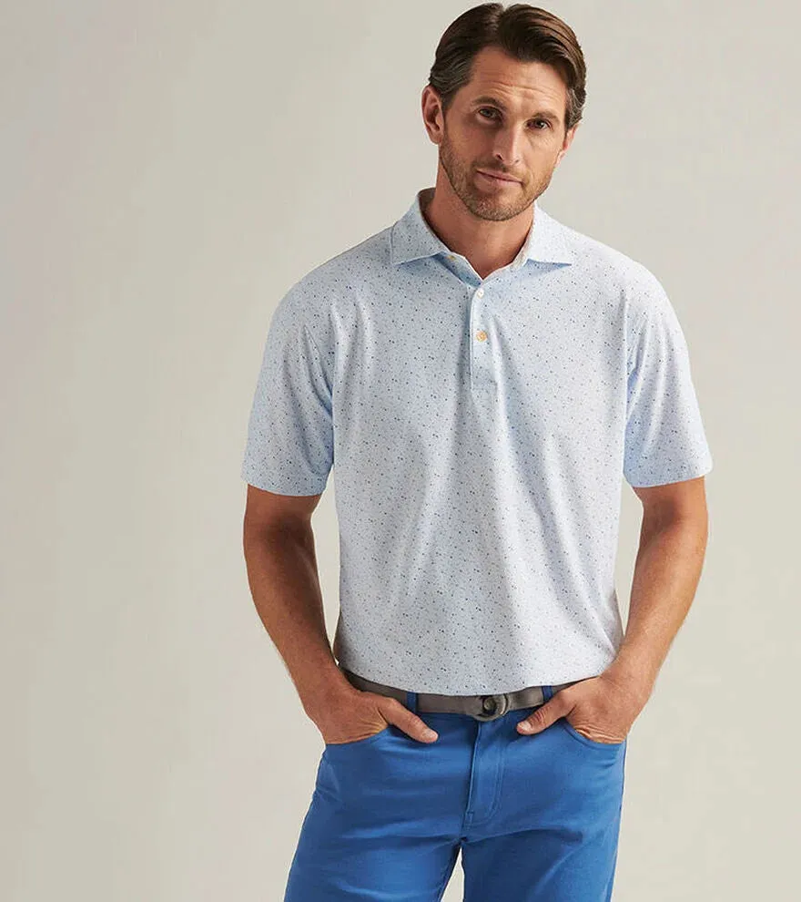 Mens Peter Millar Peter Millar Men's Casa Nova Performance Mesh Polo Shirt - White