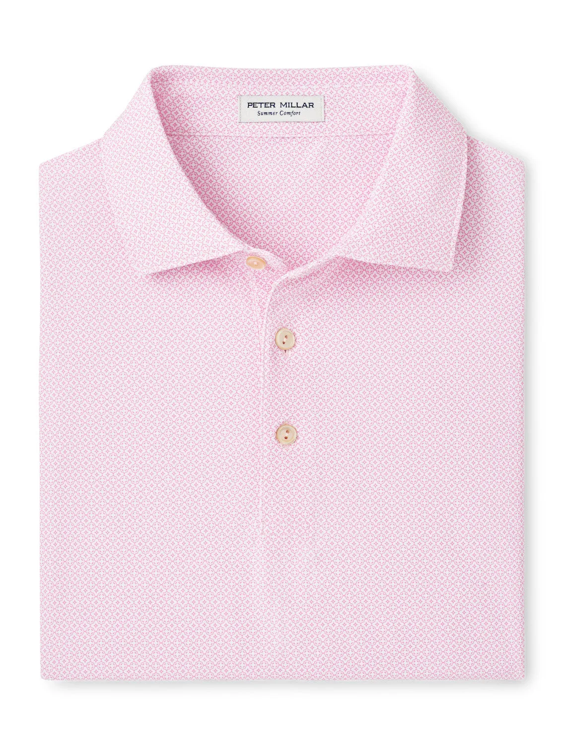 Mens Peter Millar Peter Millar Men's Costa Geo Performance Mesh Polo Shirt - Pink Vale